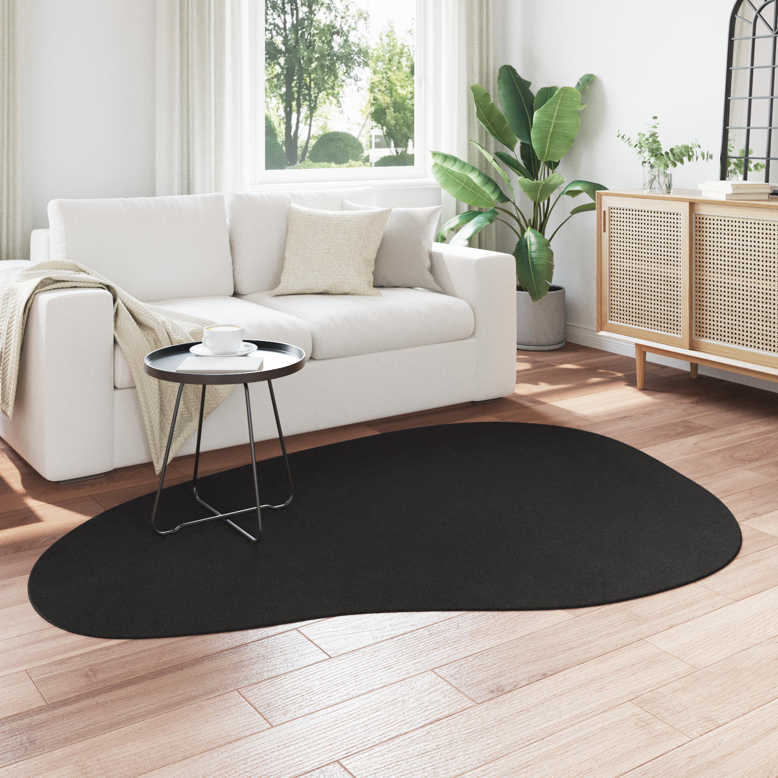 Rugs Black Polypropylene 140 x 200 cm Area Rugs Oval Modern - Image 3