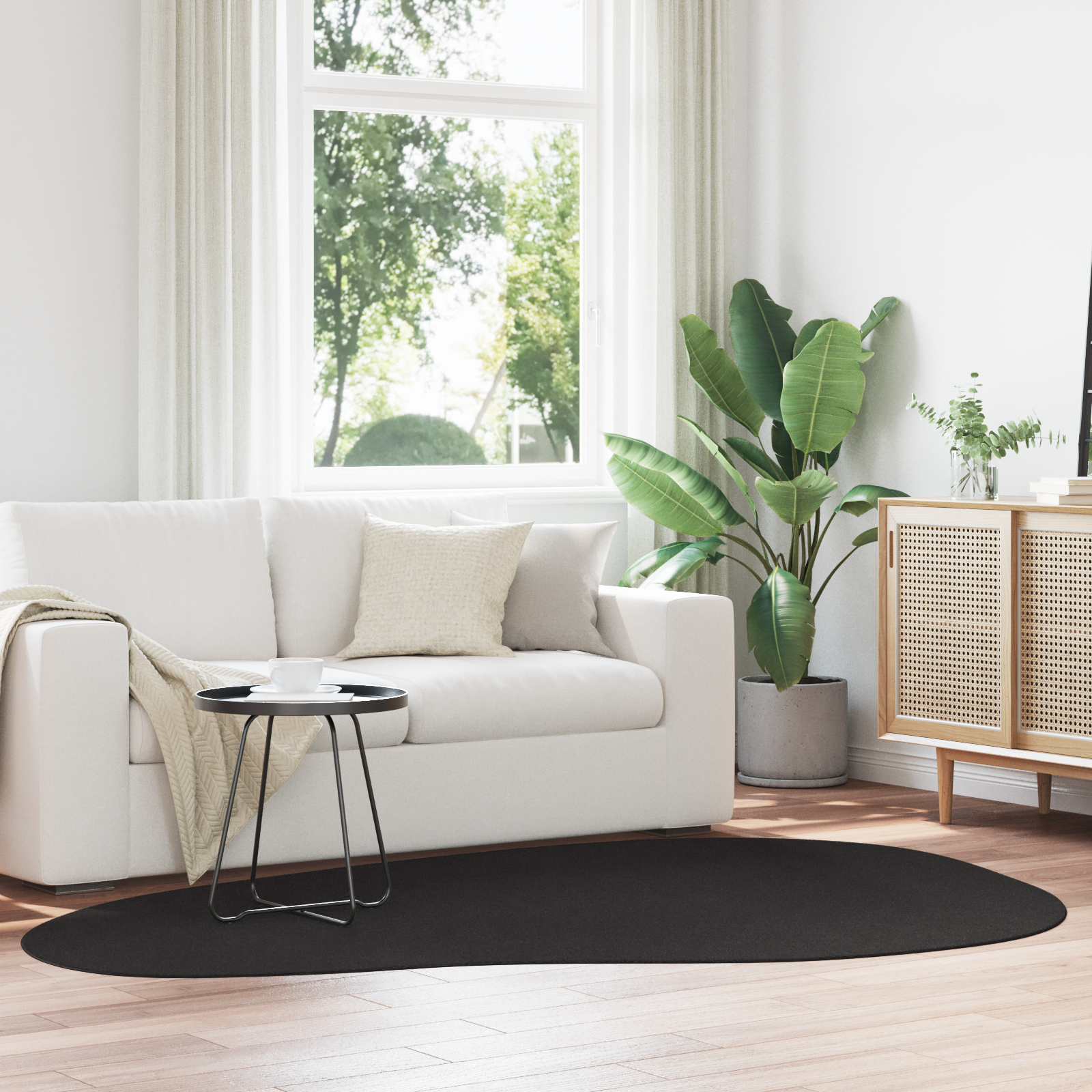 Vloerkleed ‘HUARTE’Korte Pool Zacht en Wasbaar Zwart 160×230 cm