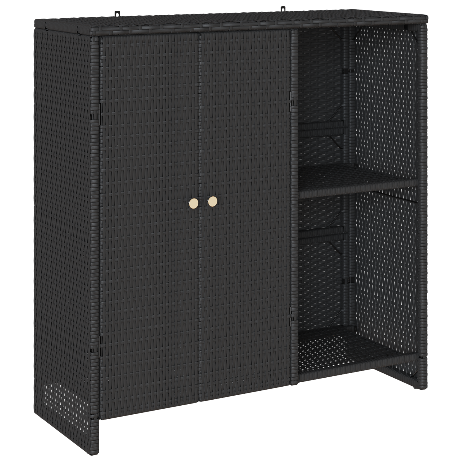 Storage Cabinet Black 100x36x102 cm Rattan - Image 2