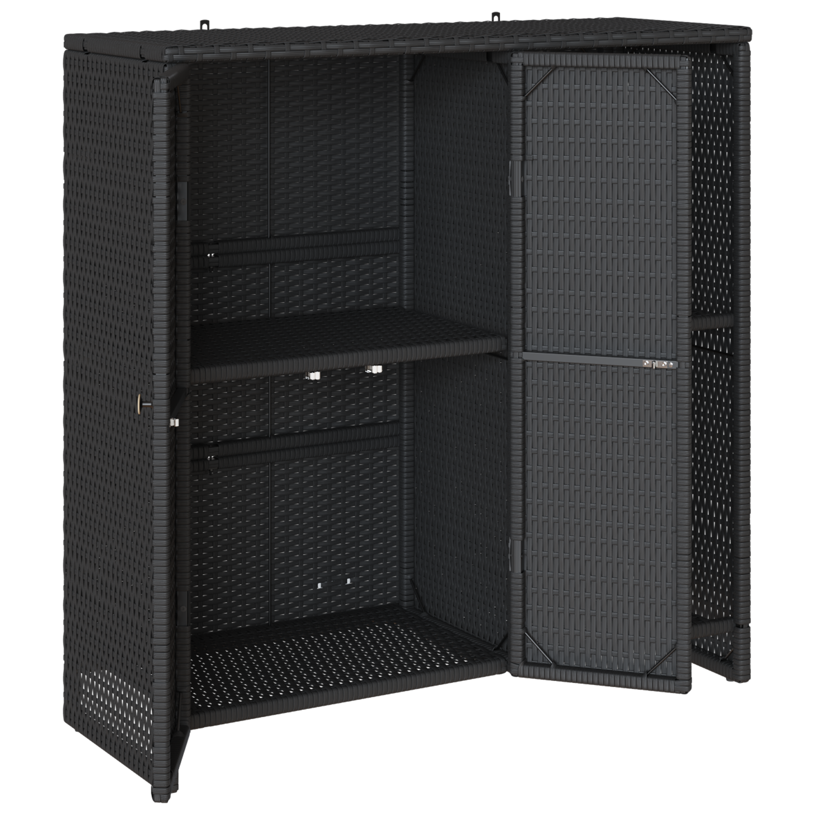 Storage Cabinet Black 100x36x102 cm Rattan - Image 4