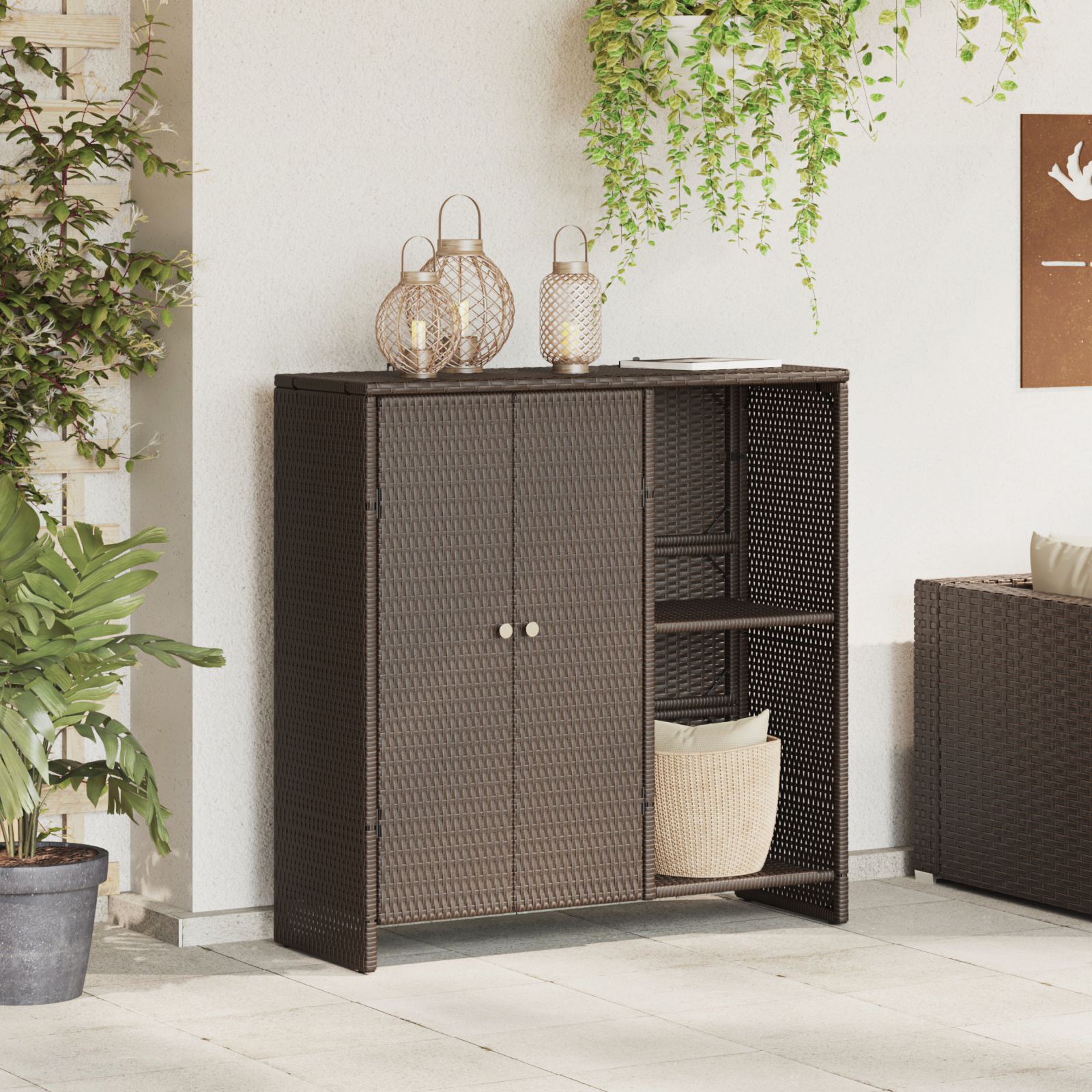 Storage Cabinet Brown 100x36x102 cm Rattan