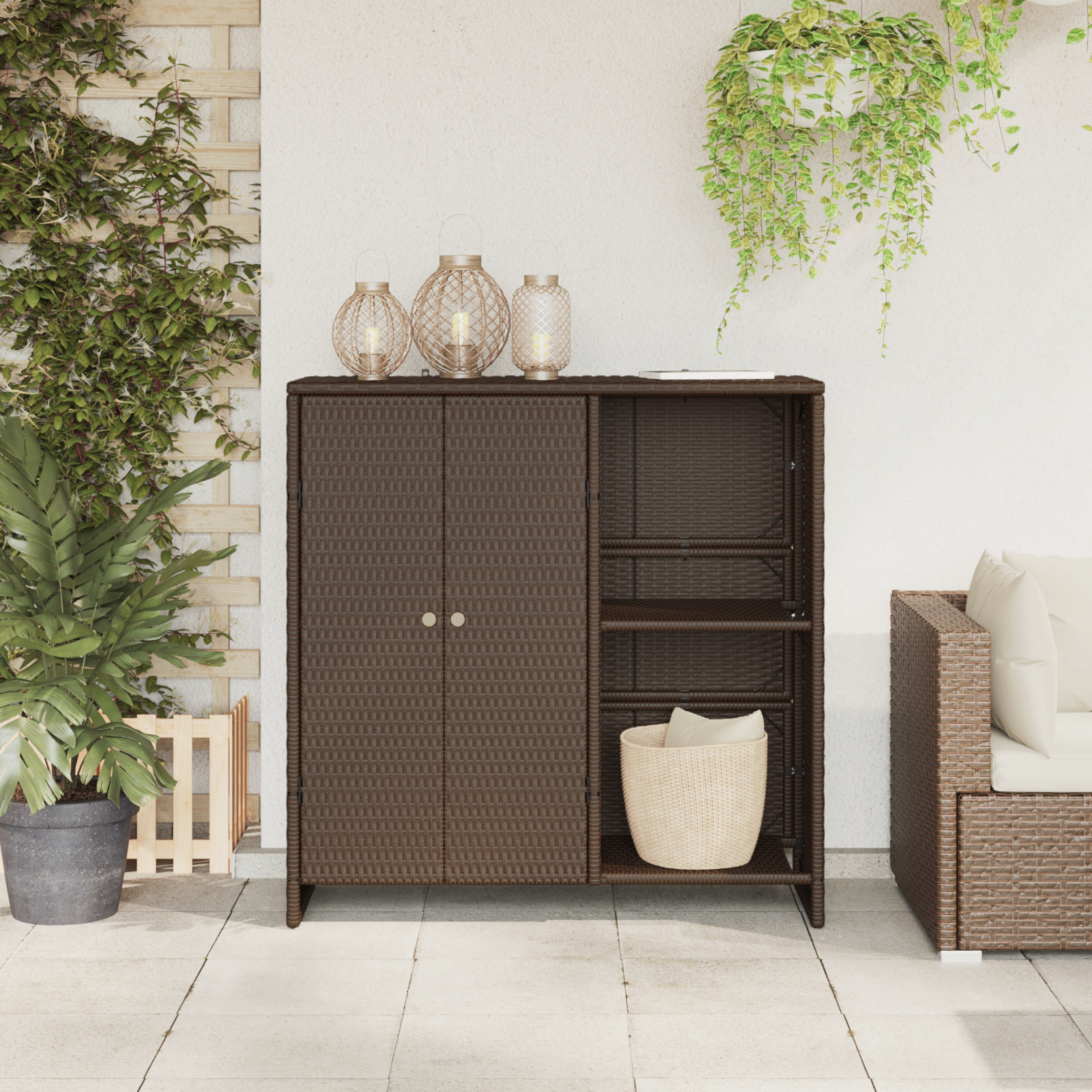 Storage Cabinet Brown 100x36x102 cm Rattan - Image 3