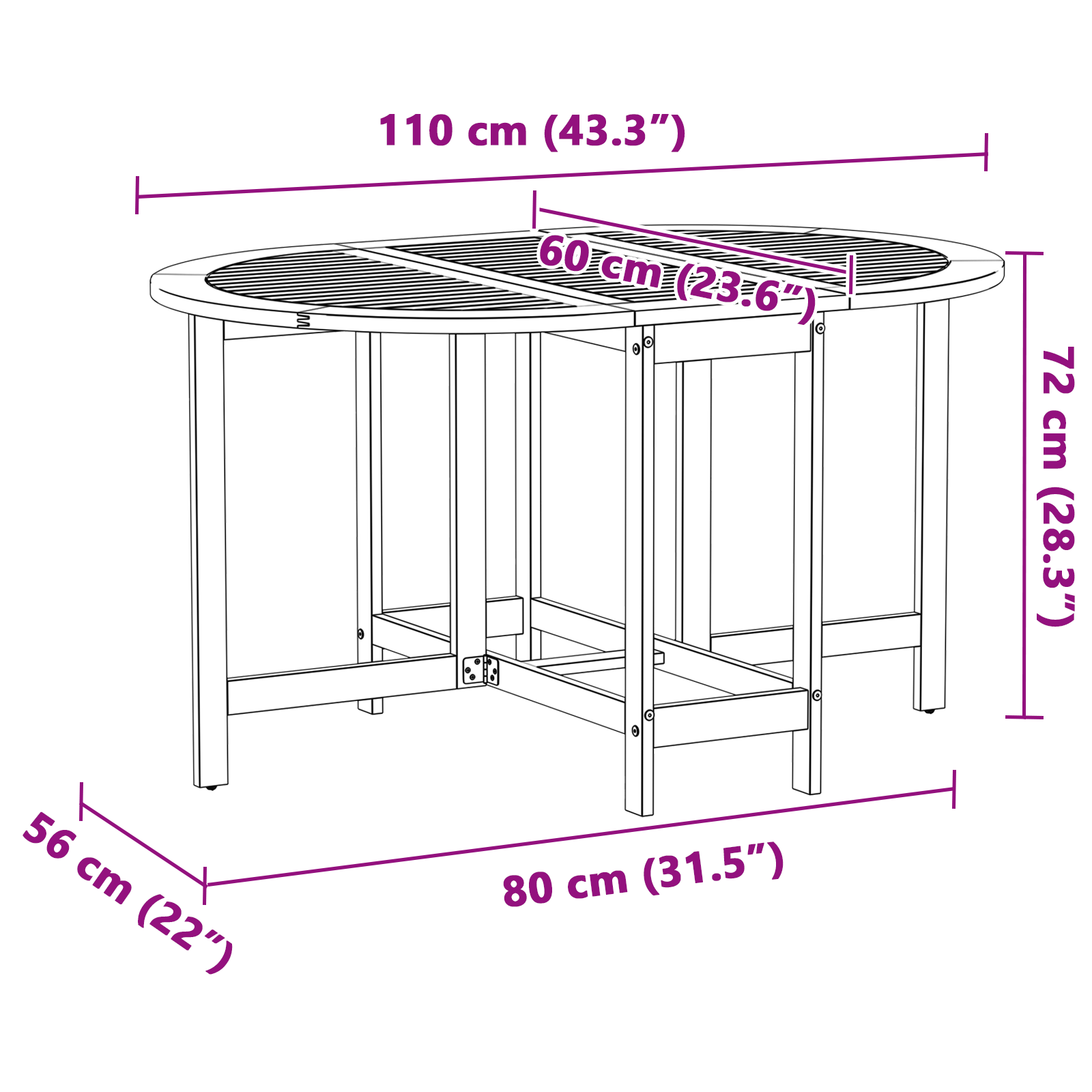 5 Piece Butterfly Garden Dining Set - Foldable Solid Wood Acacia - Image 11