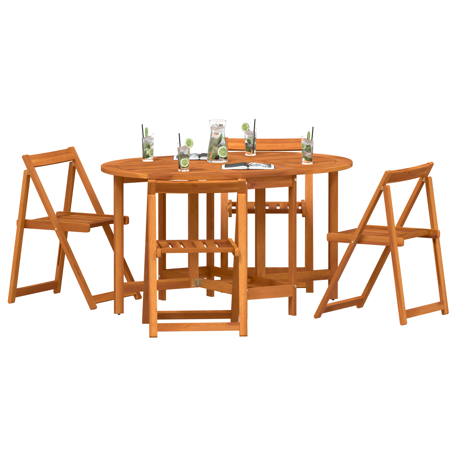 5 Piece Butterfly Garden Dining Set - Foldable Solid Wood Acacia - Image 3