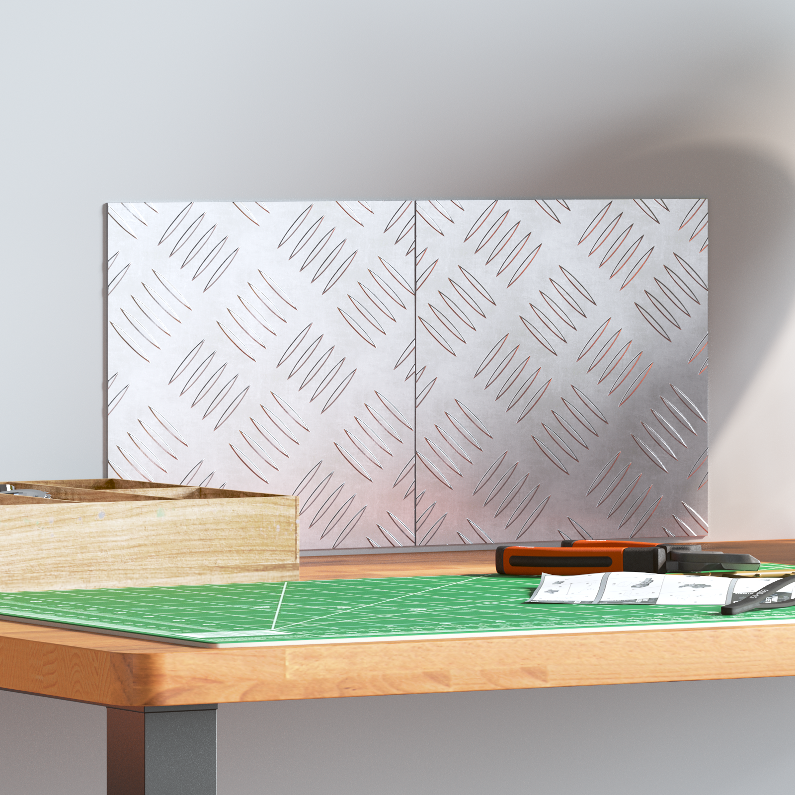 Aluminium Checker Plates 2 pcs Anti-Slip 20x20 cm