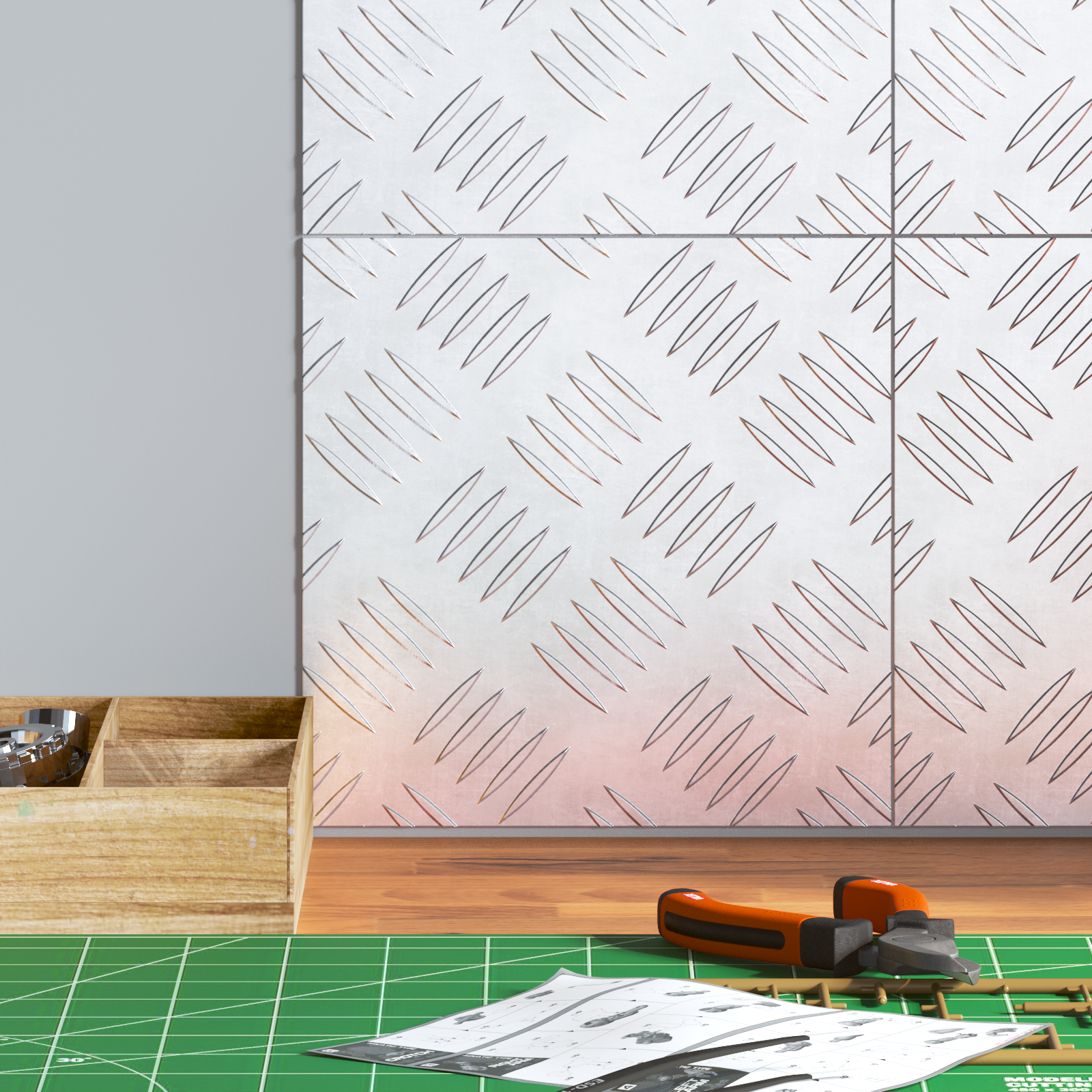 Aluminium Checker Plates 4 pcs Anti-Slip 20x20 cm - Image 3