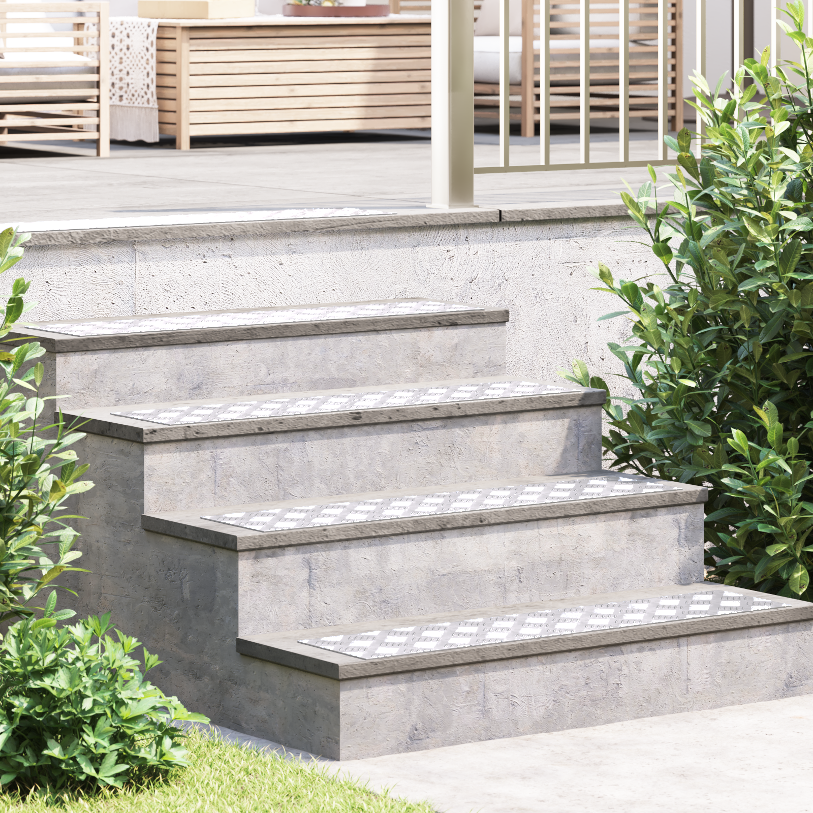 Aluminium Checker Plates 4 stuks Antislip 90×20 cm