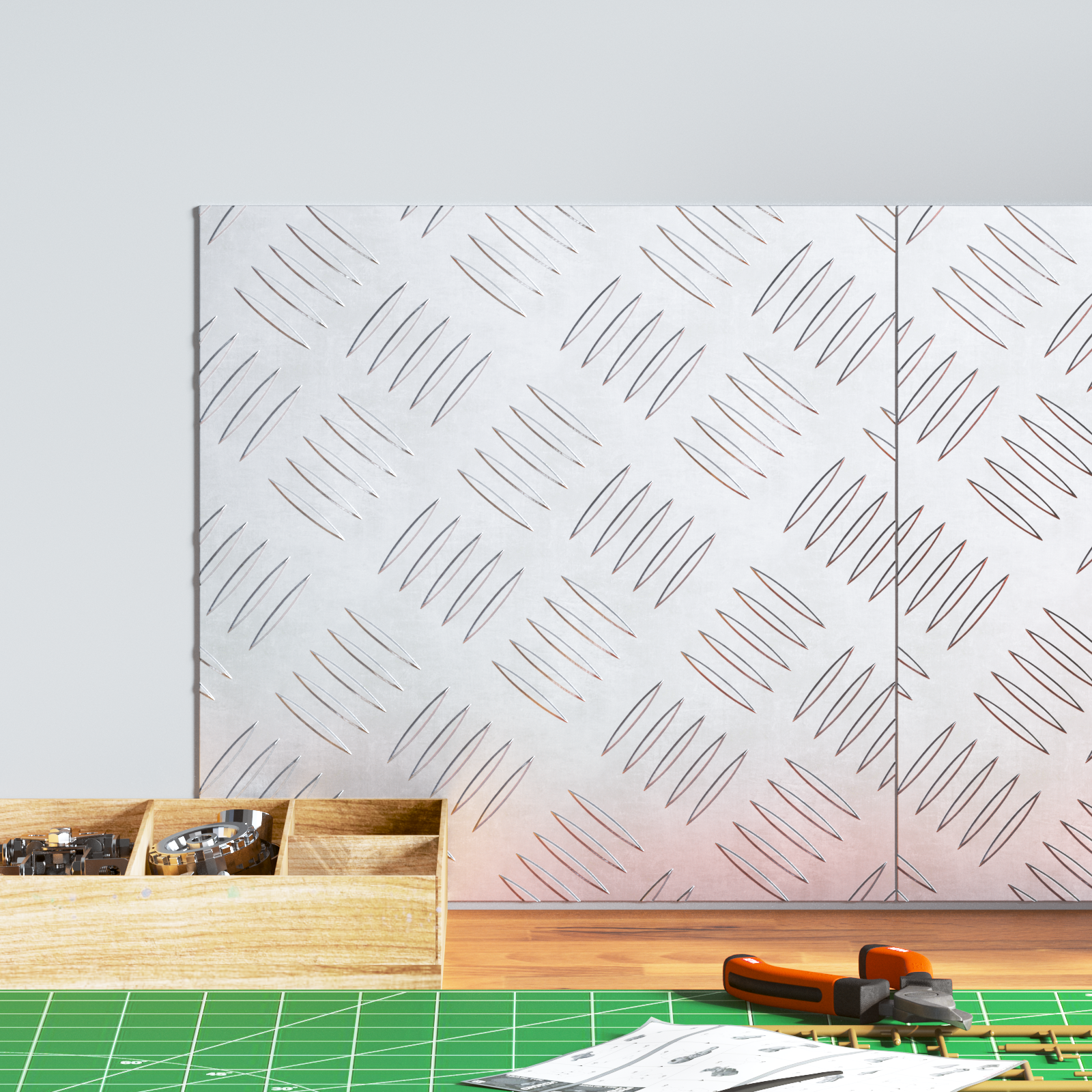 Thumbnail - vidaXL Aluminium-Riffelbleche 2 Stk. Rutschfest 30x30 cm