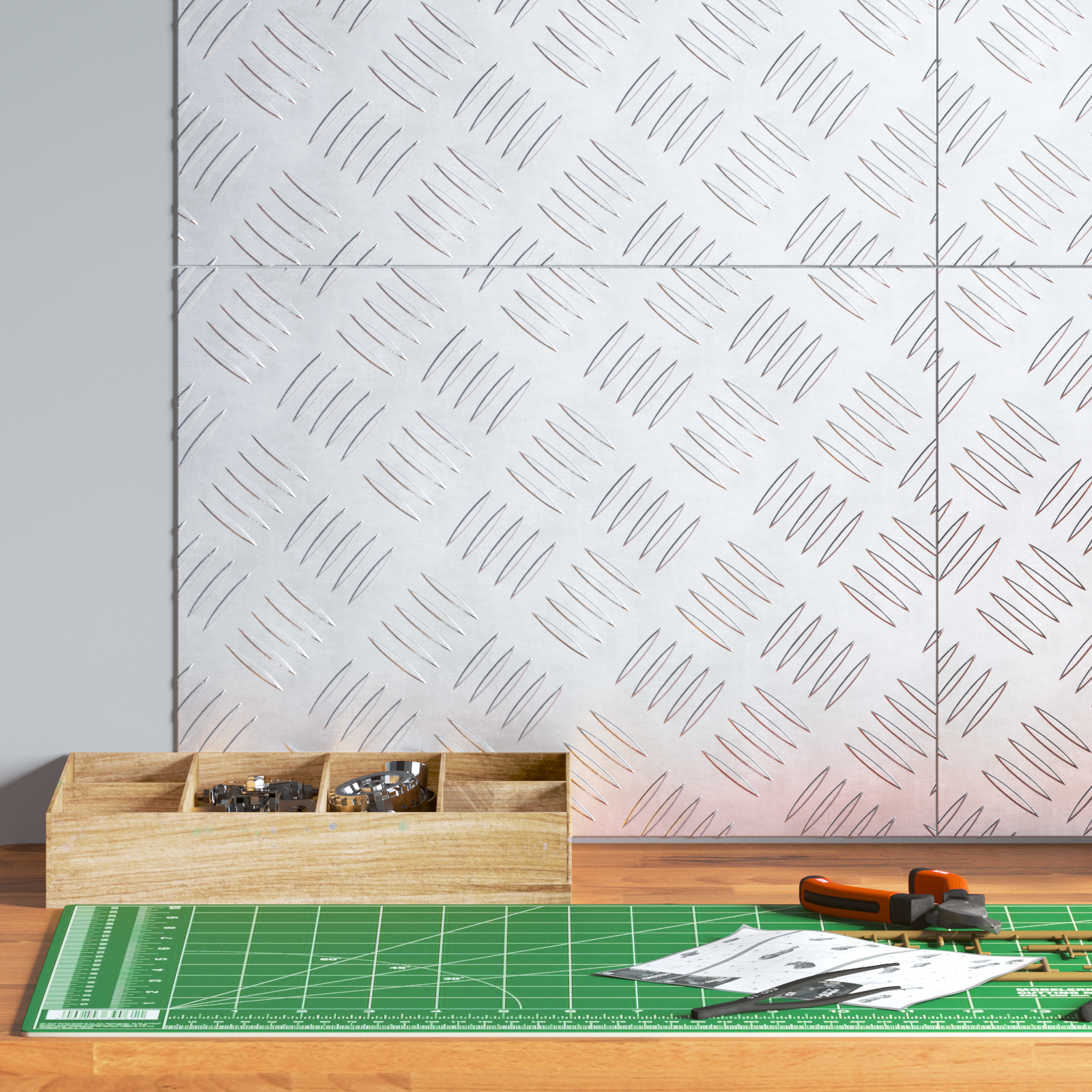 Aluminium Checker Plates 4 Pack Anti-Slip 40x30 cm