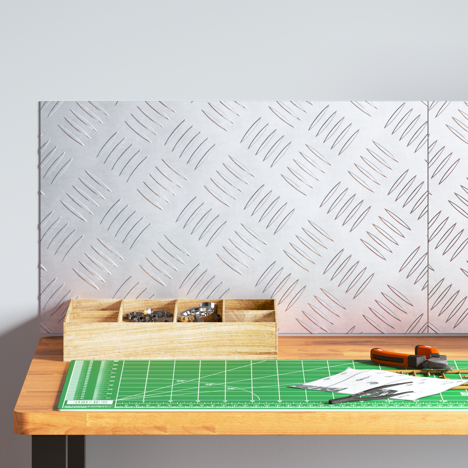 Aluminium Checker Plates 2 pcs Anti-Slip 50x30 cm