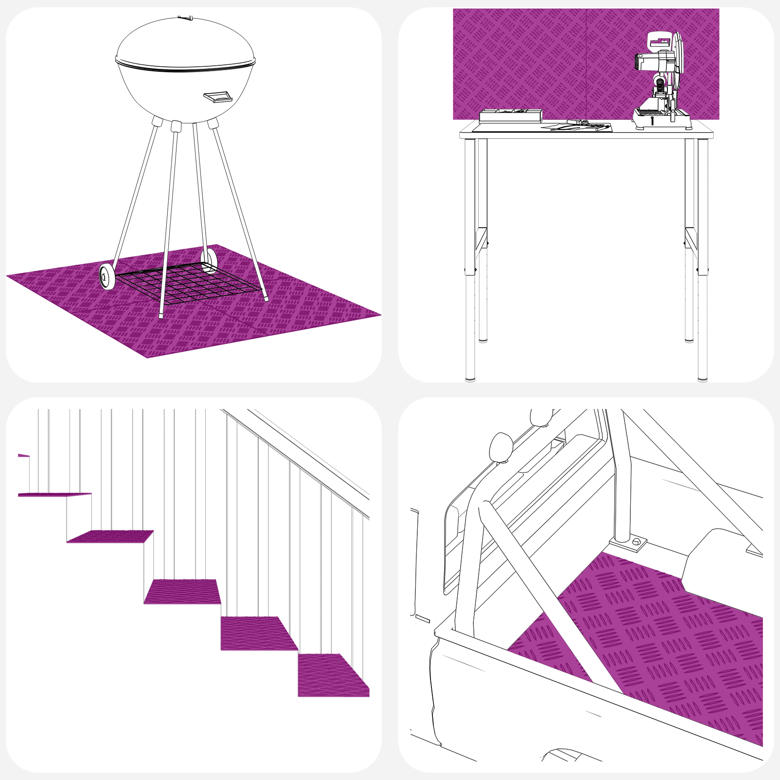 Aluminium Checker Plates 4 pcs Anti-Slip 40x40 cm - Image 7