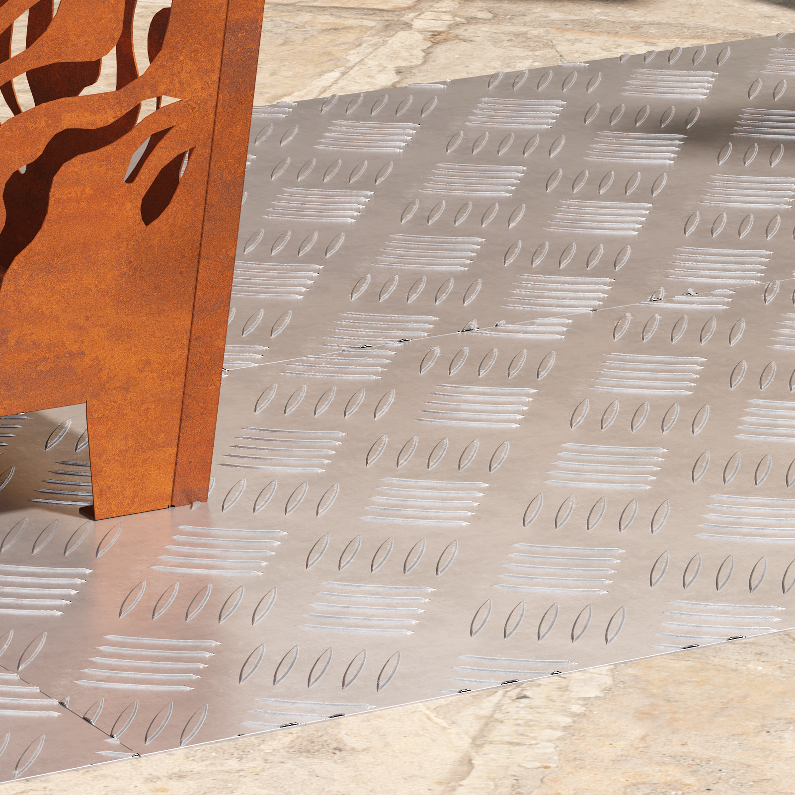 Aluminum Checker Plates 4 pcs Anti-Slip 100x40 cm - Image 3
