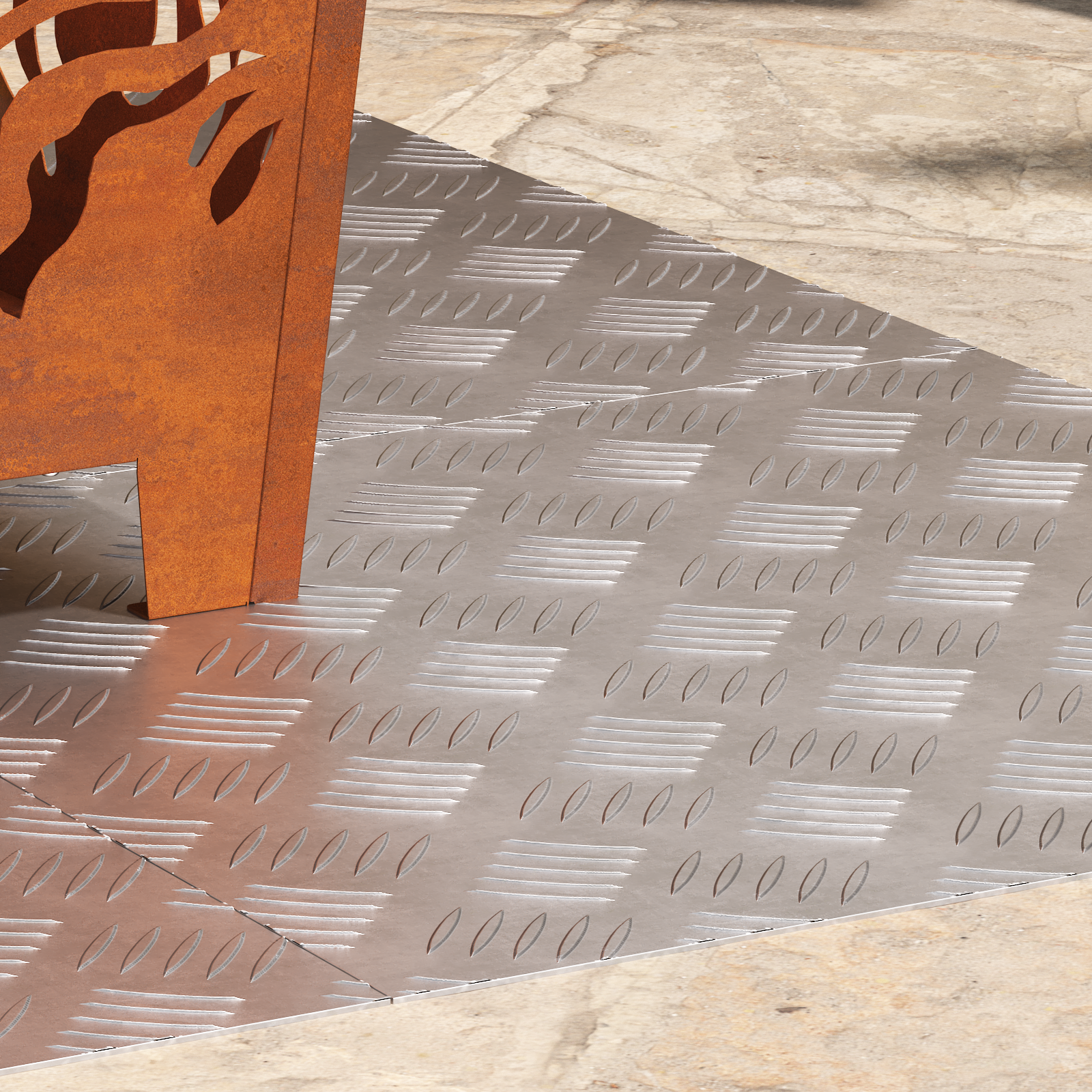 Aluminium Checker Plates 4 pcs Anti-Slip 50x50 cm - Image 3