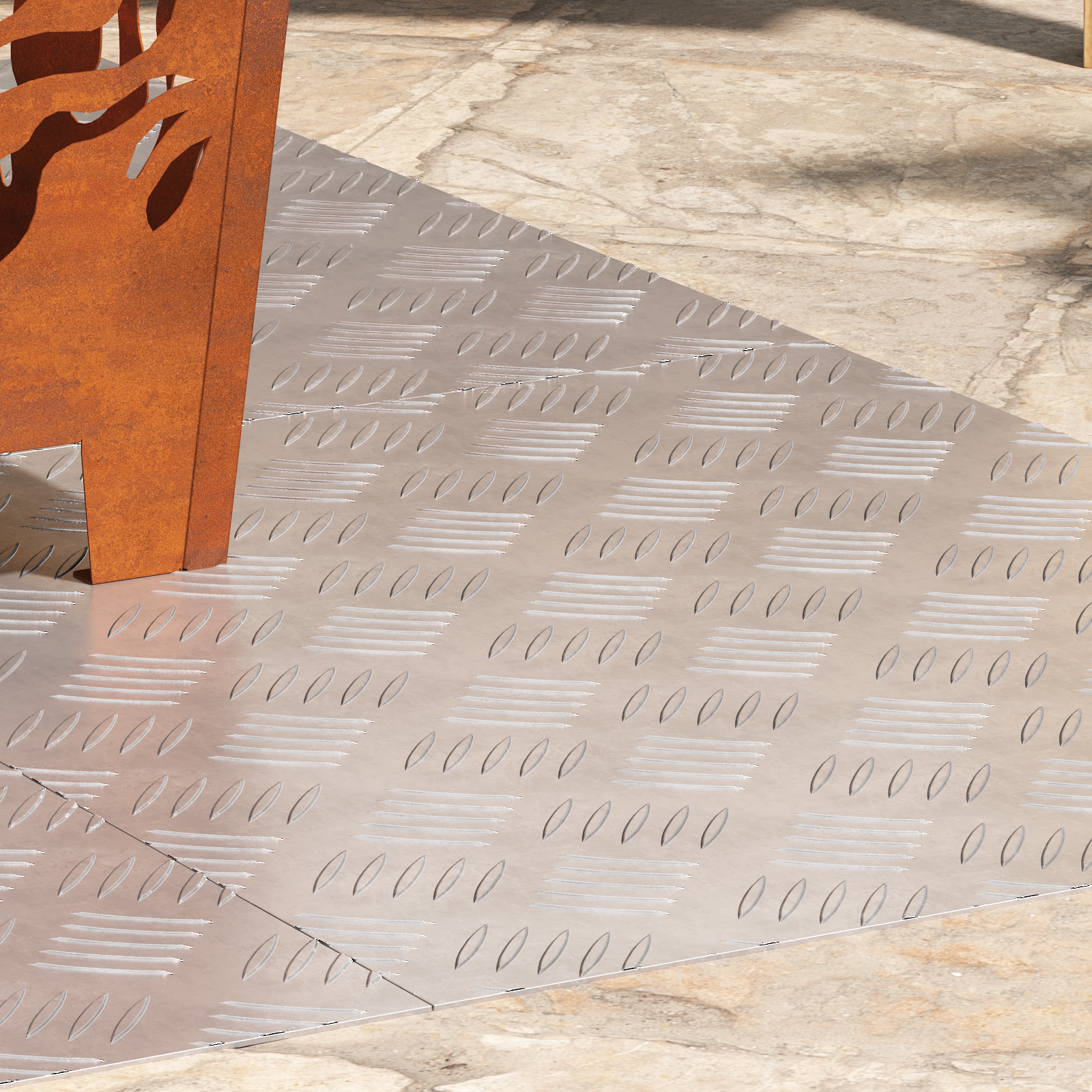 Aluminum Checker Plates - 4 Pieces, Anti-Slip, 60x50 cm - Image 3