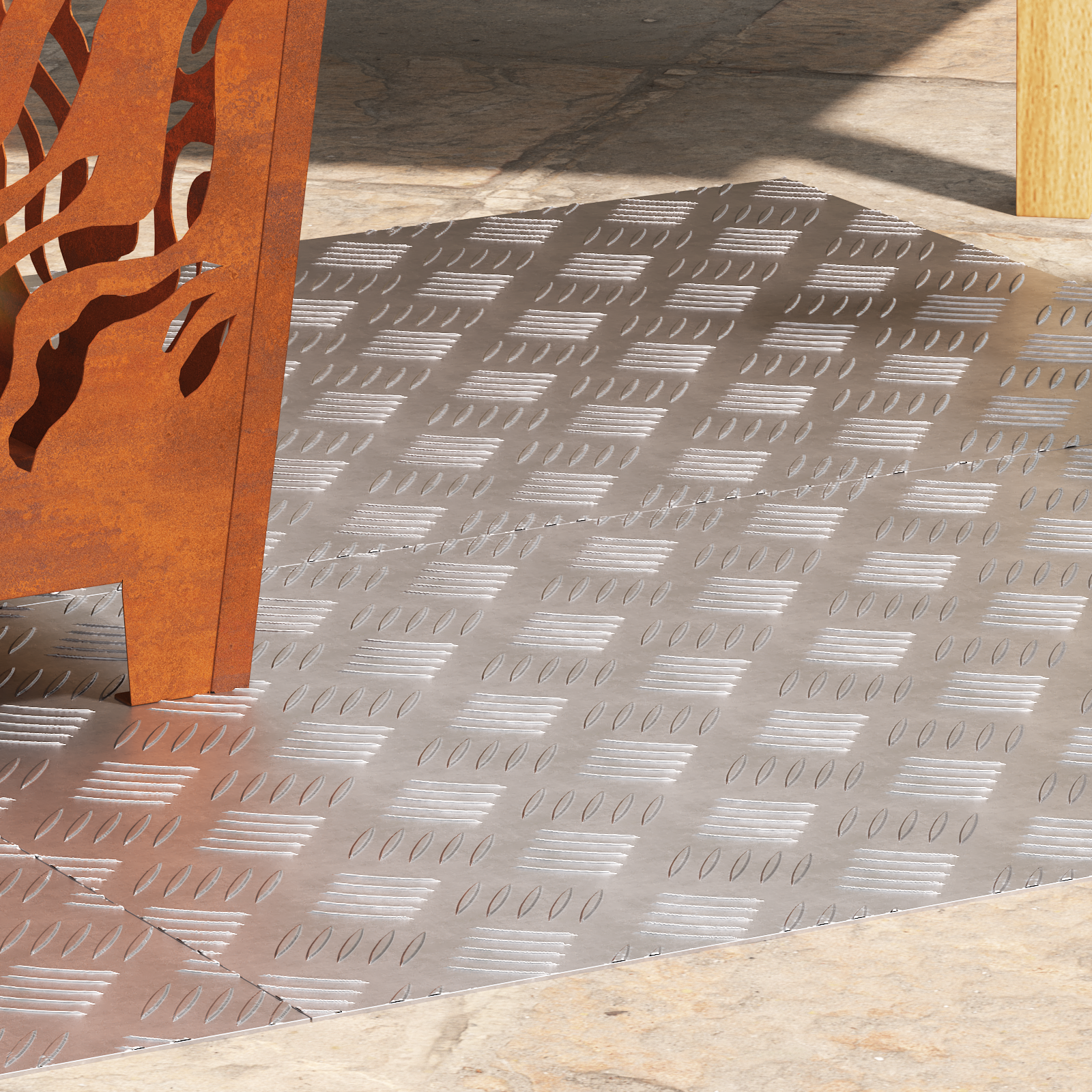 Aluminum Checker Plates 4 pcs Non-Slip 80x50 cm - Image 3