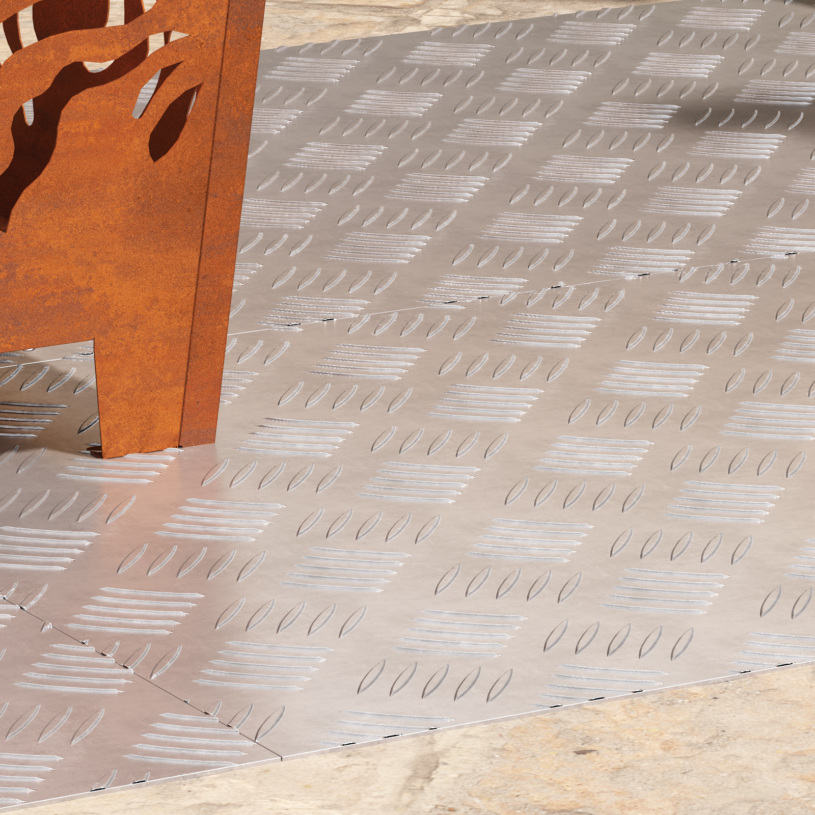 Aluminum Checker Plates 4 pcs Anti-Slip 90x50 cm - Image 3