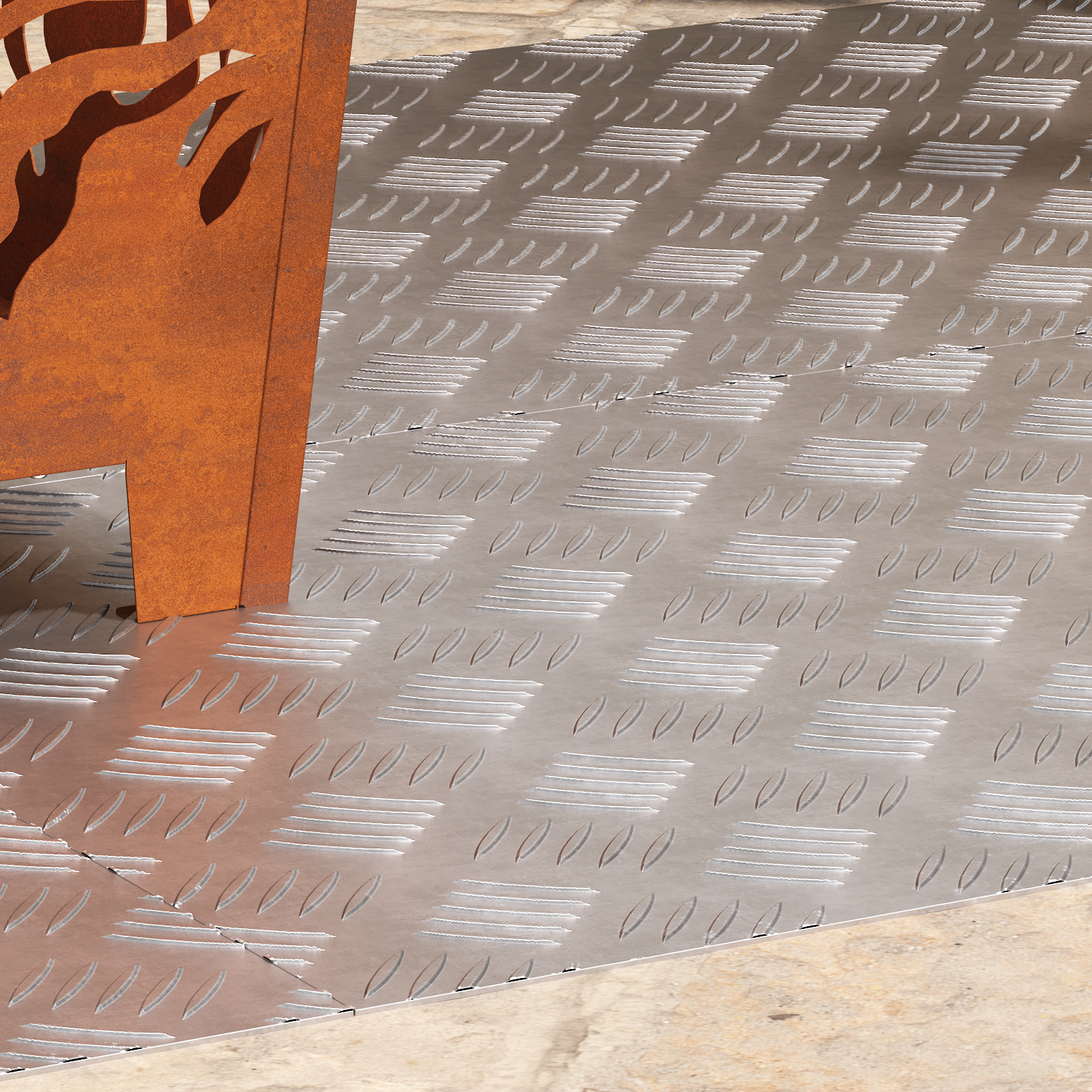 Aluminium Checker Platen 4 stuks Antislip 100×50 cm