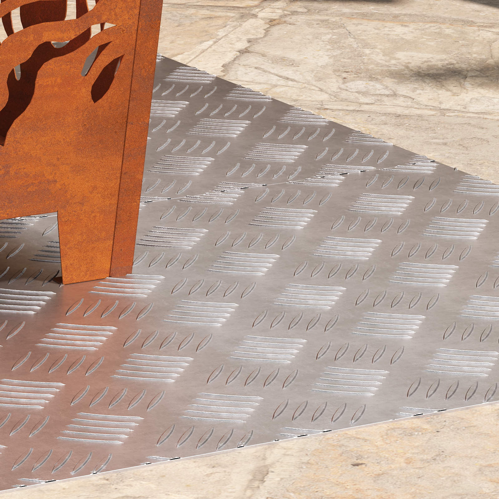 Aluminum Checker Plates 2 pcs Anti-Slip 100x50 cm