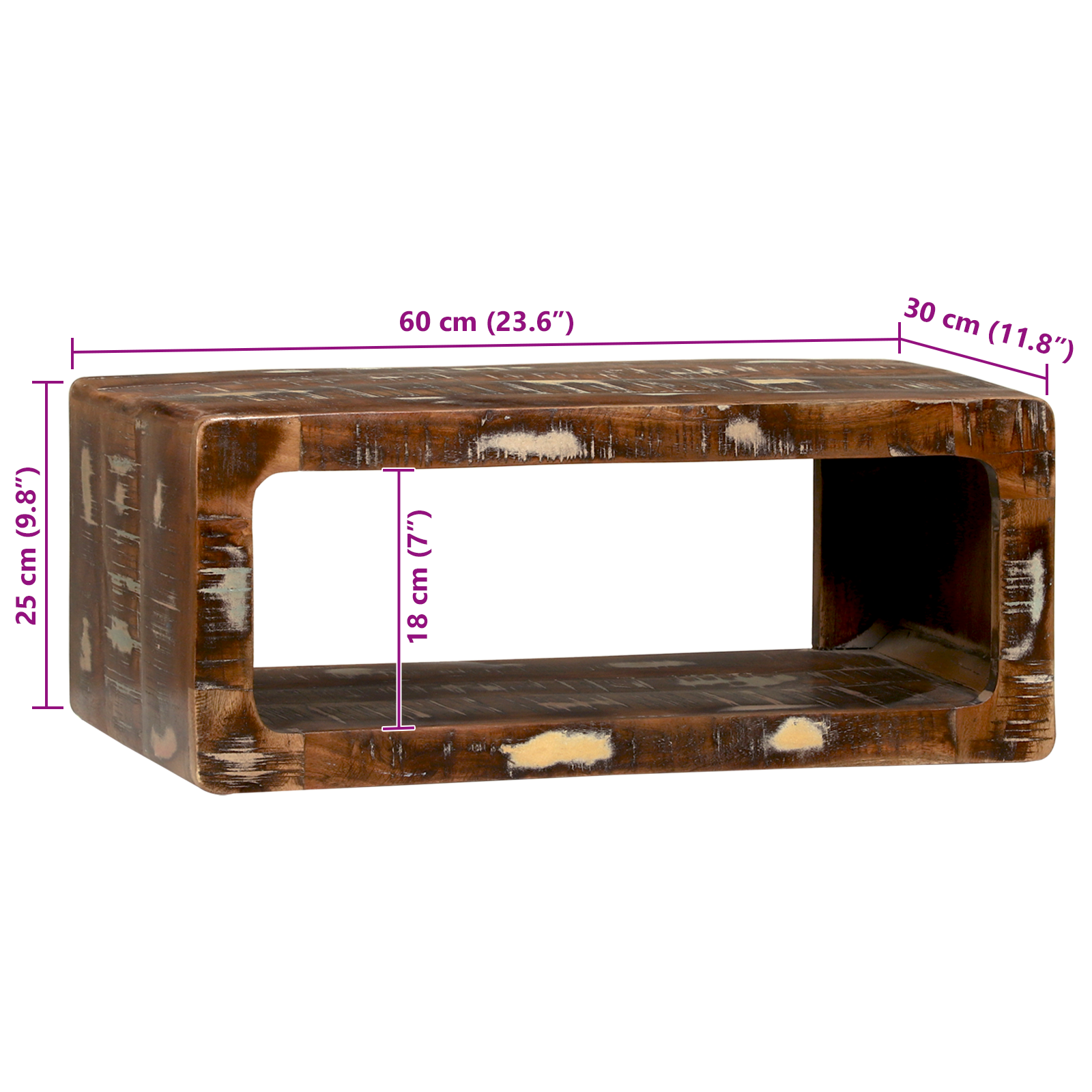 TV Cabinet Multicolour 60x30x25 cm Solid Wood Reclaimed - Image 11