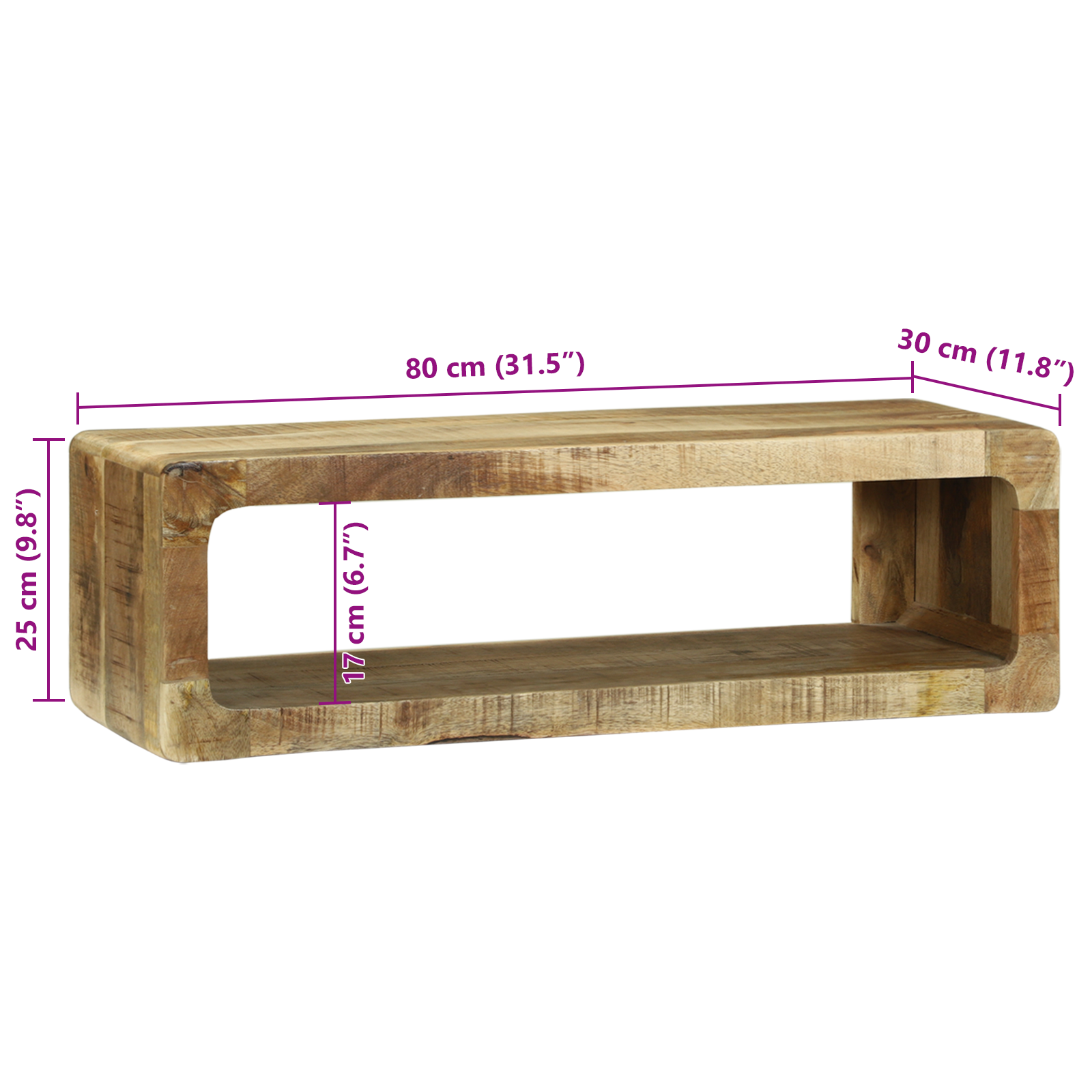 TV Cabinet 80x30x25 cm Solid Wood Rough Mango - Image 10