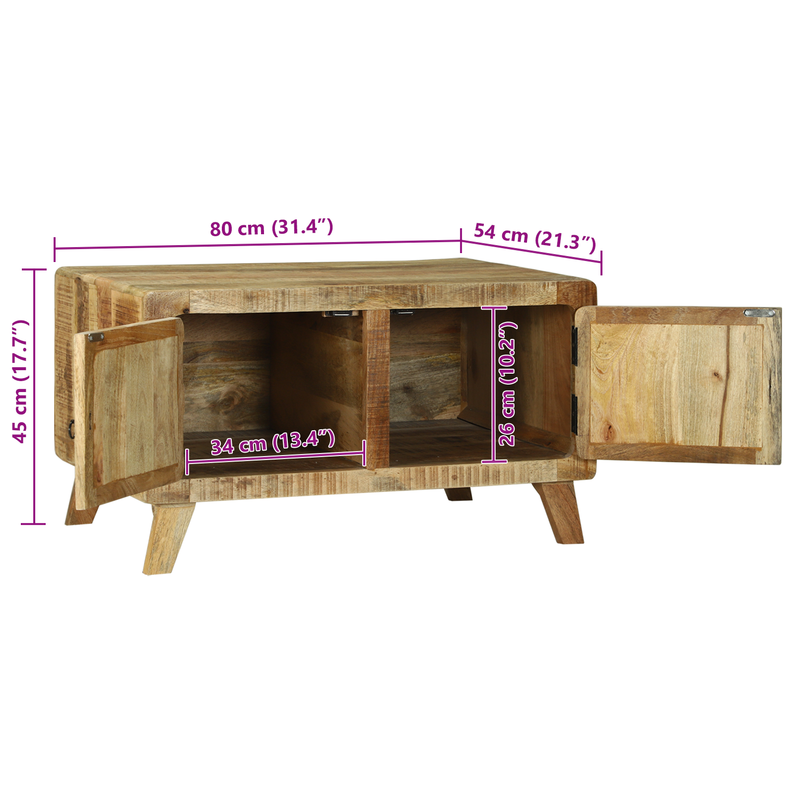 Coffee Table 80x54x45 cm Solid Wood Rough Mango - Image 11