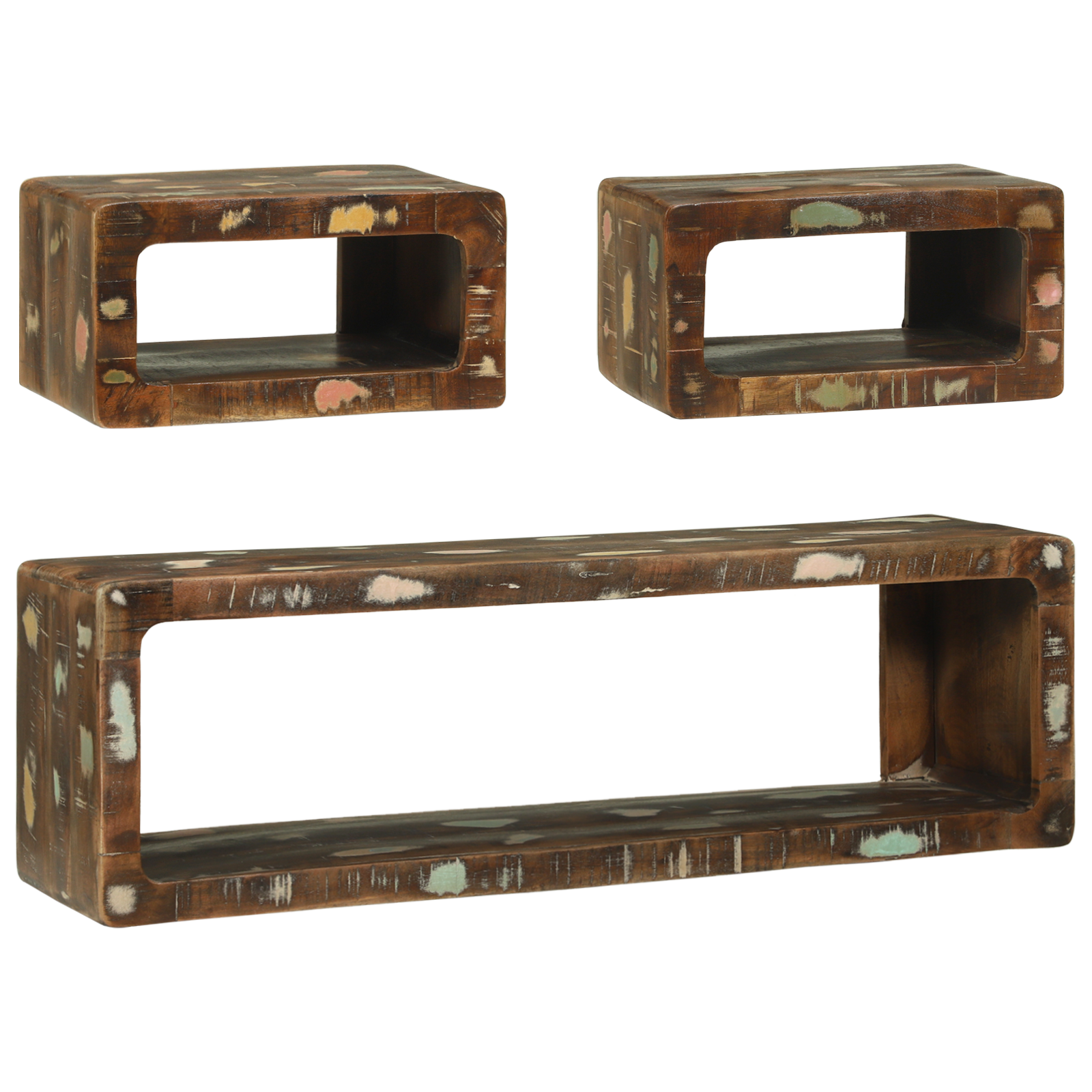 3-delige TV Kast Set Meerkleurig Massief Hout Gerecycled