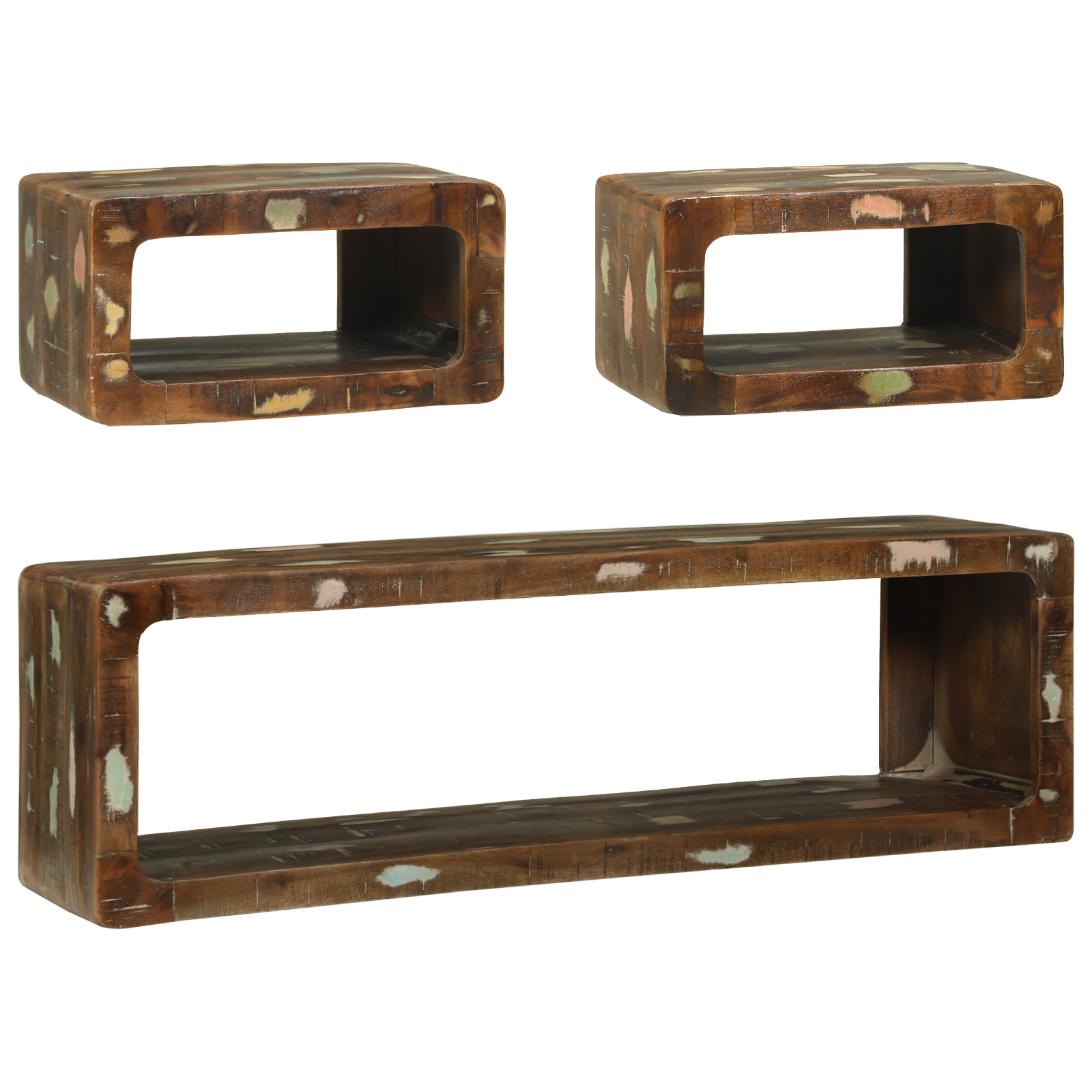 3 Piece TV Cabinet Set Multicolour Solid Wood Reclaimed - Image 2