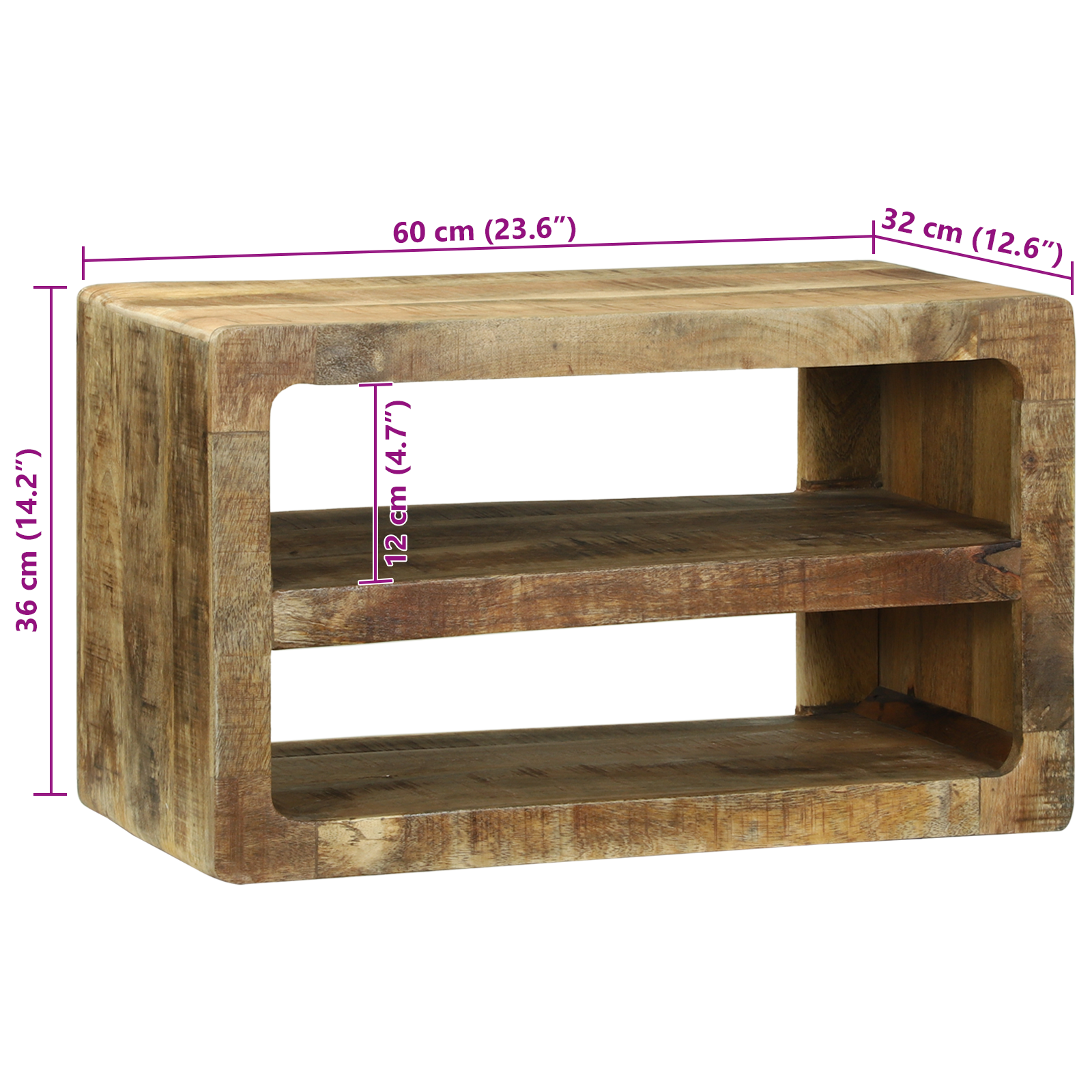 TV Cabinet 60x32x36 cm Solid Wood Mango - Image 10
