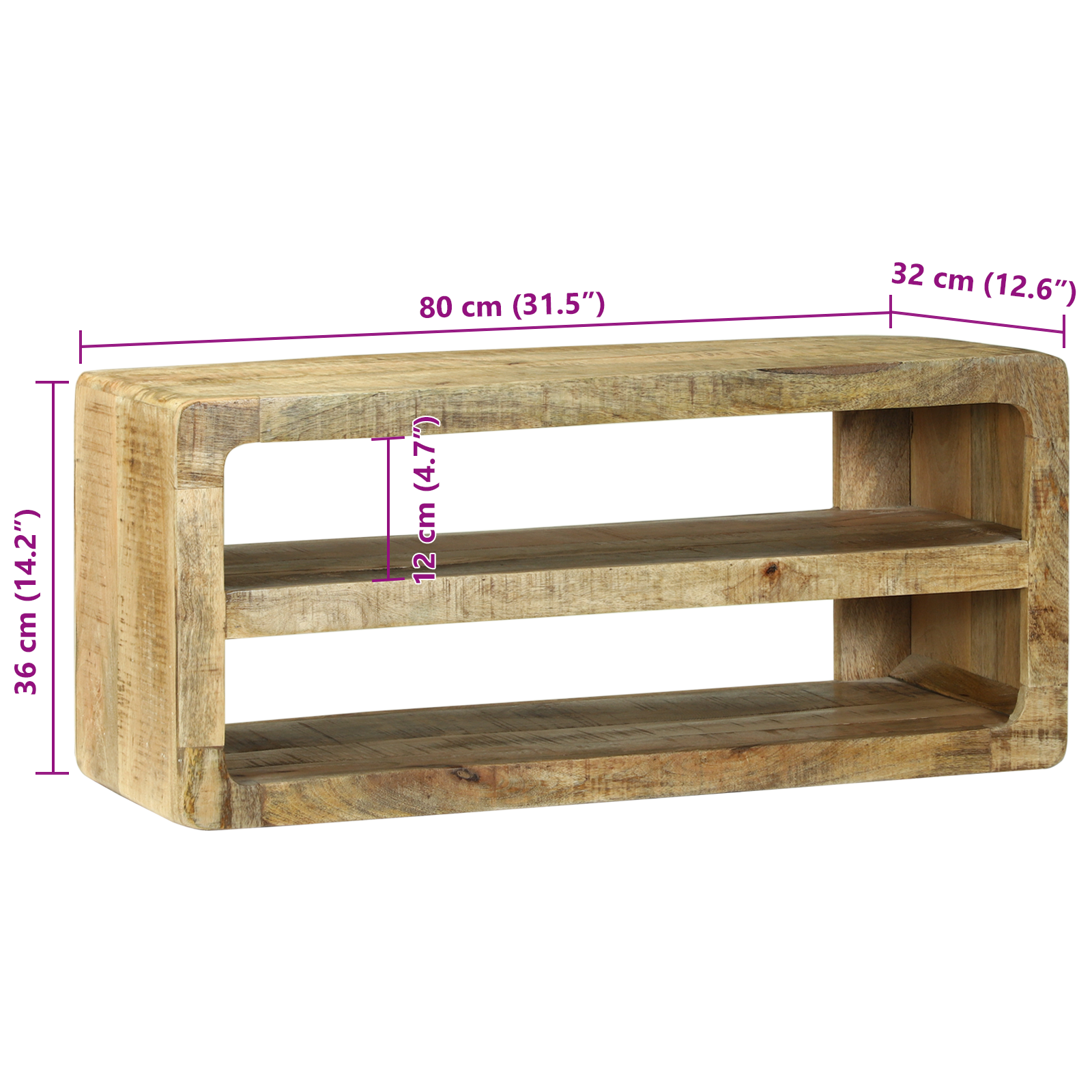 TV Cabinet 80x32x36 cm Solid Wood Mango - Image 10