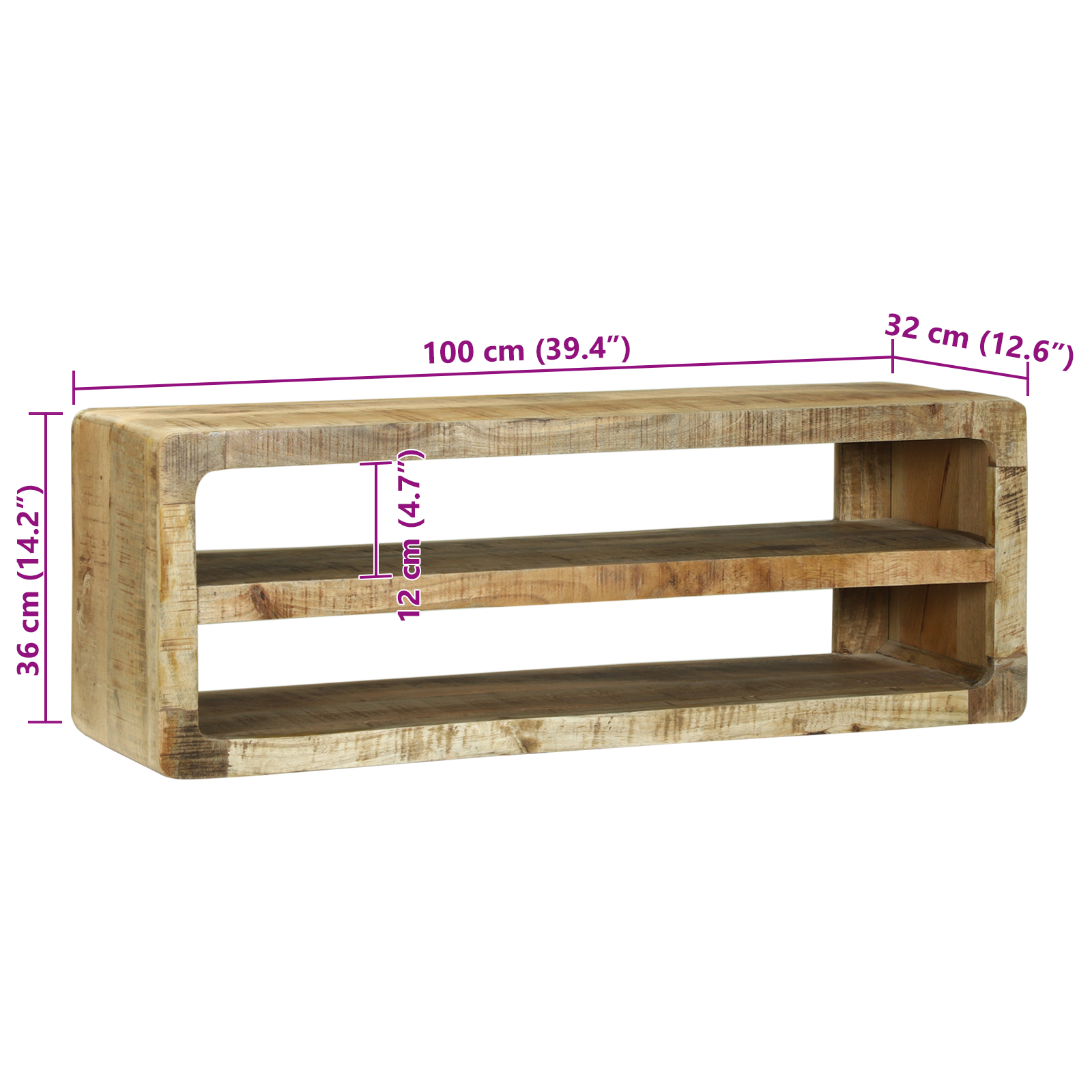 TV Cabinet 100x32x36 cm Solid Wood Mango - Image 10