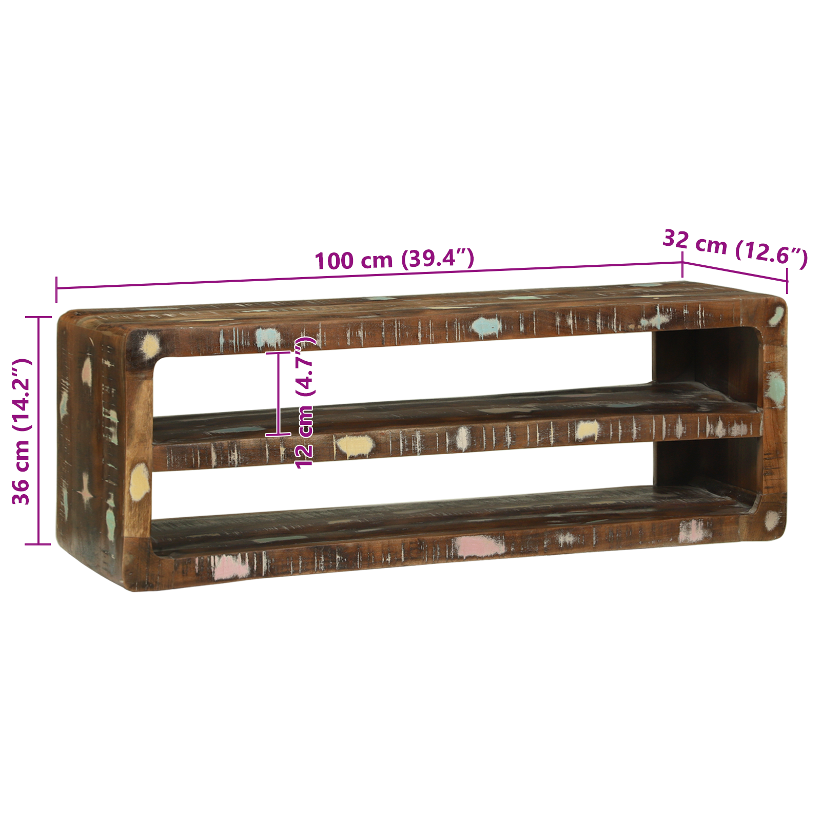 TV Cabinet 100x32x36 cm Solid Wood Reclaimed - Image 11