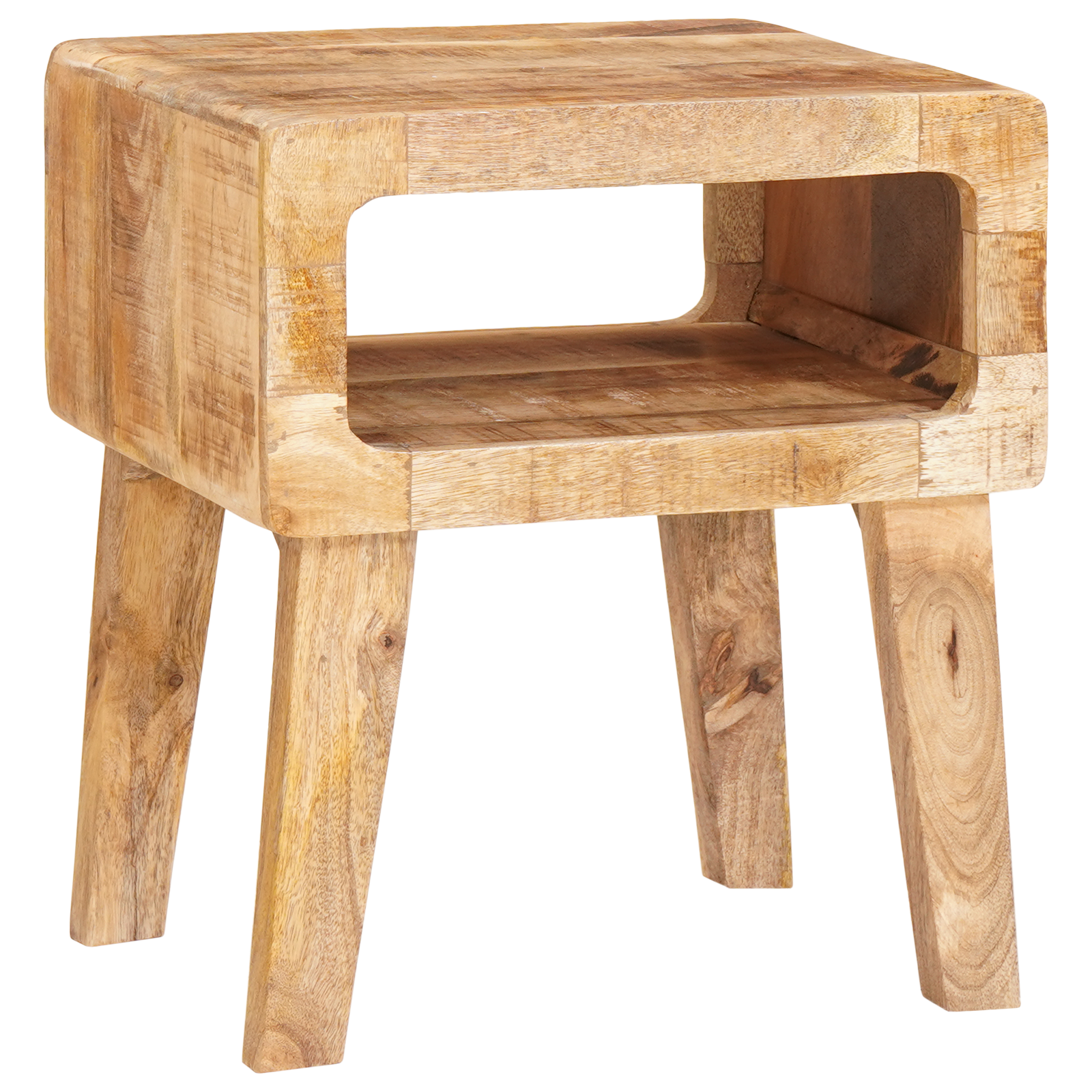 Eindtafels met plank 40 x 32 x 46 cm massief mangohout