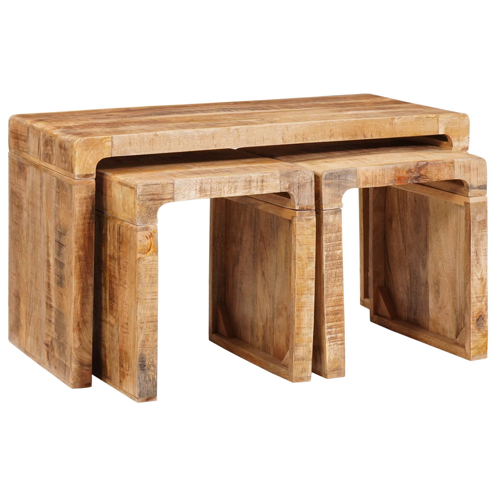 Eindtafels 3 pcs Bruin massief mangohout