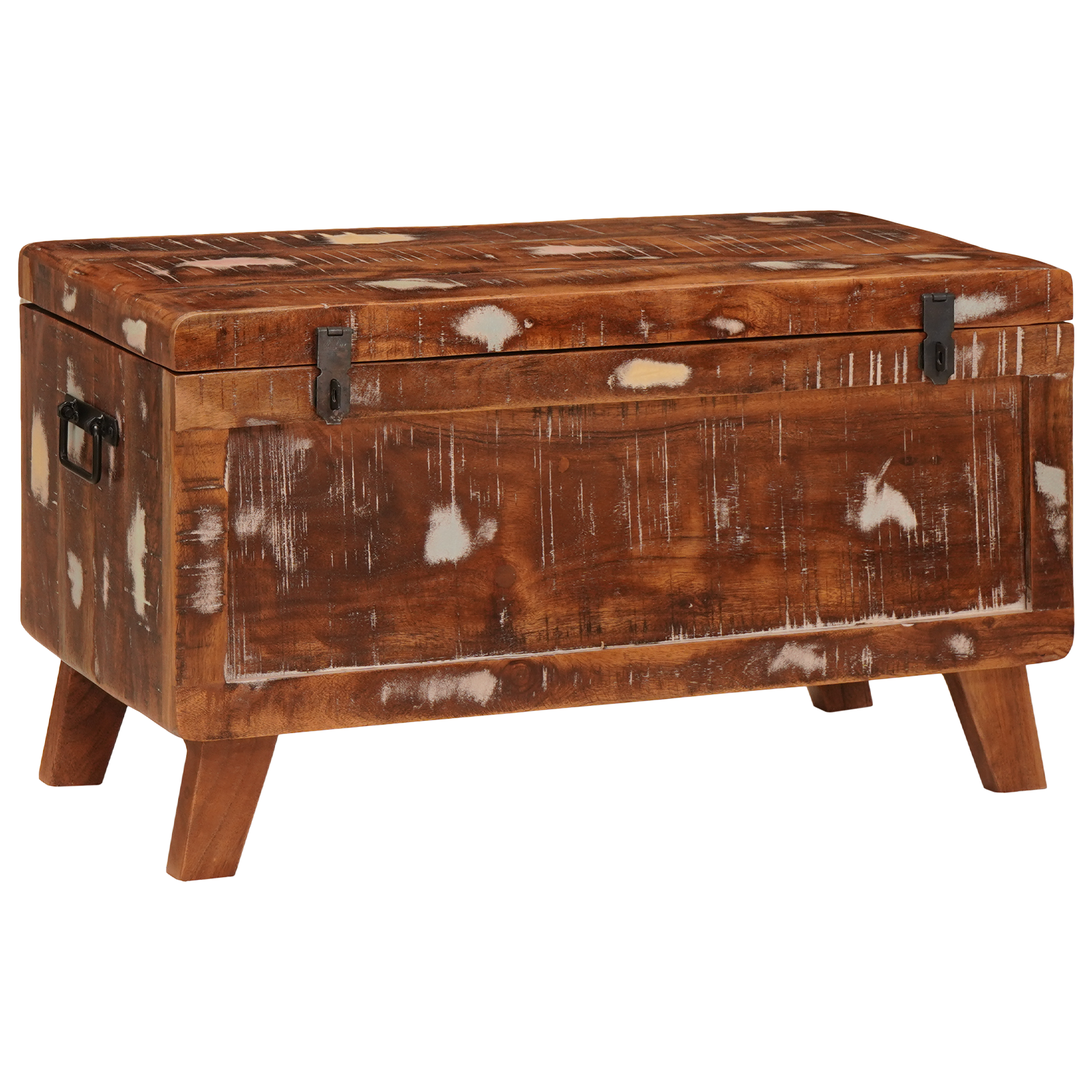 Opslagdoos met opslag met slot 70 x 35 x 40 cm massief gerecycled hout