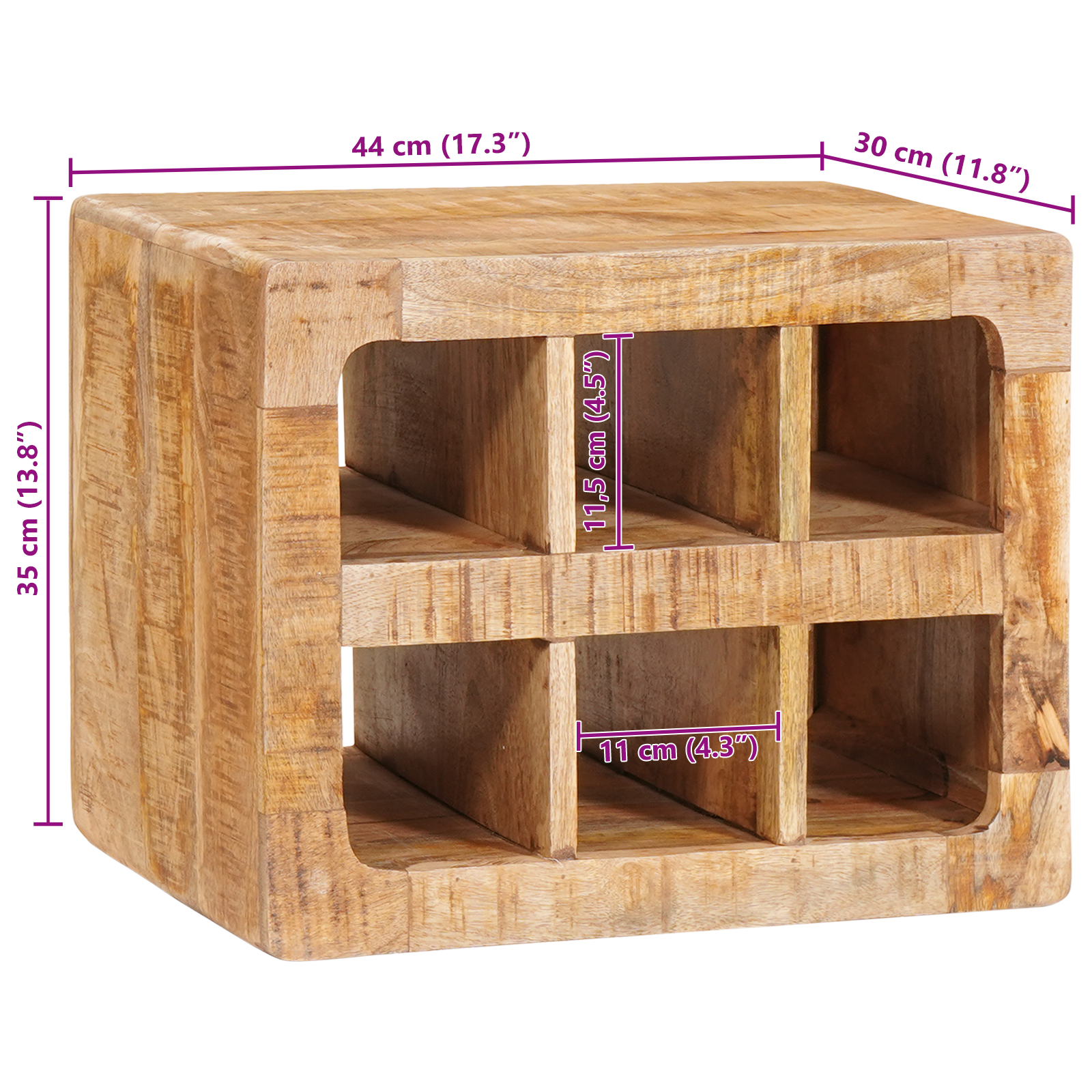 Wijnrek met opslag Bruin 44 x 30 x 35 cm Massief Mango Hout