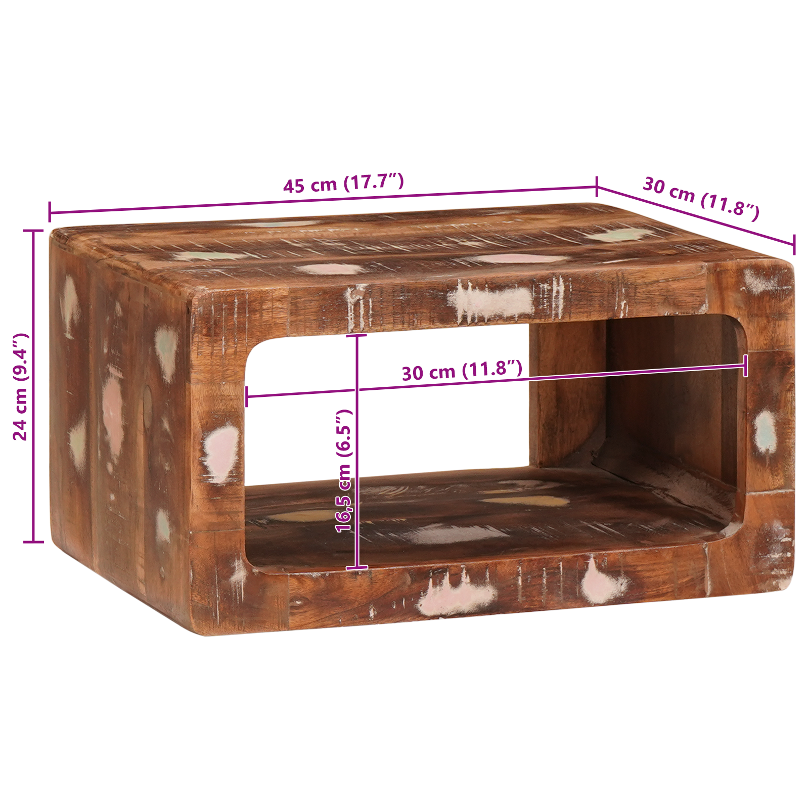 Nachtkastje 2 pcs Bruin 45 x 30 x 24 cm Massief Gerecycled Hout