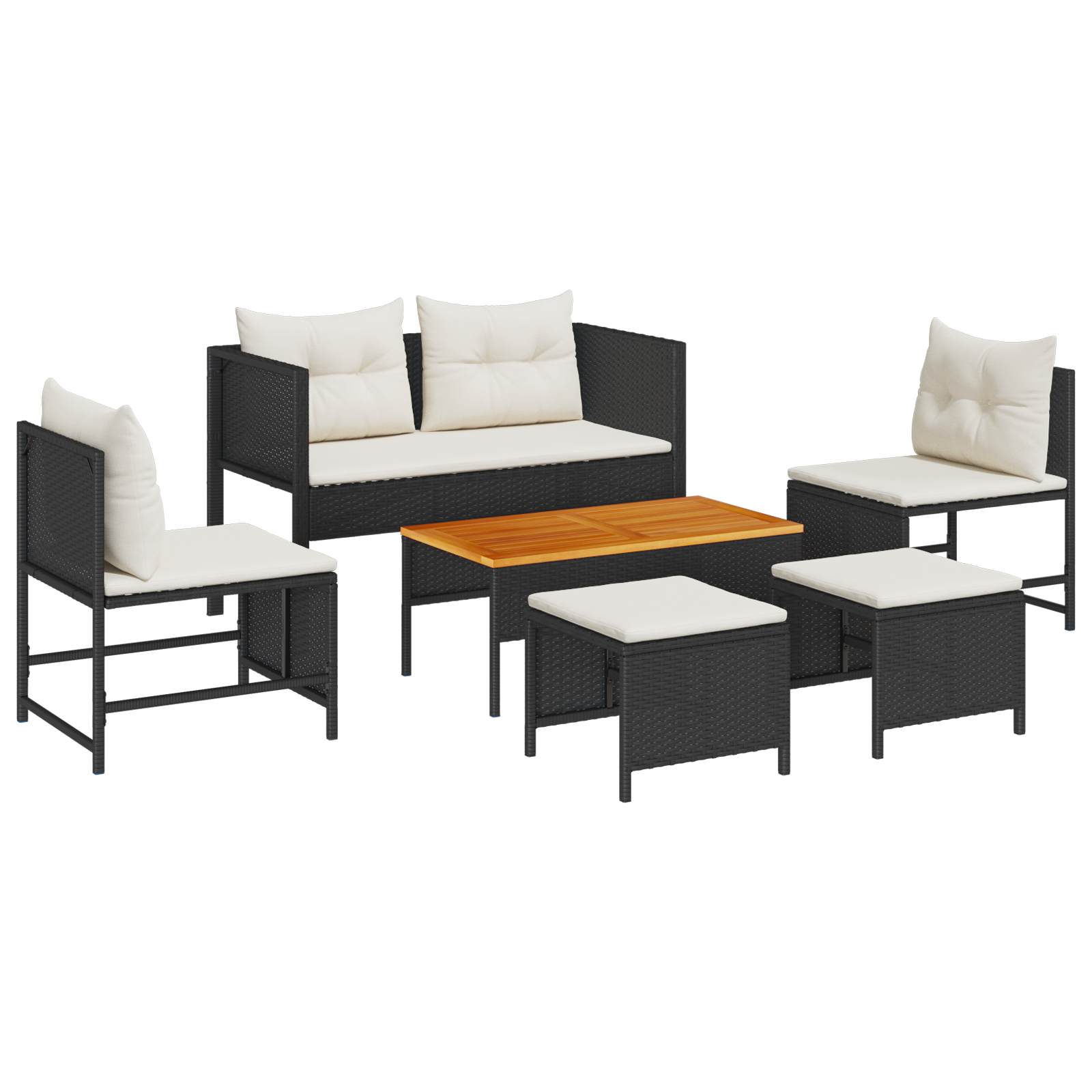 Outdoor Sofa Set Black Synthetic Rattan Medium Outdoor Sofa Set - Image 2