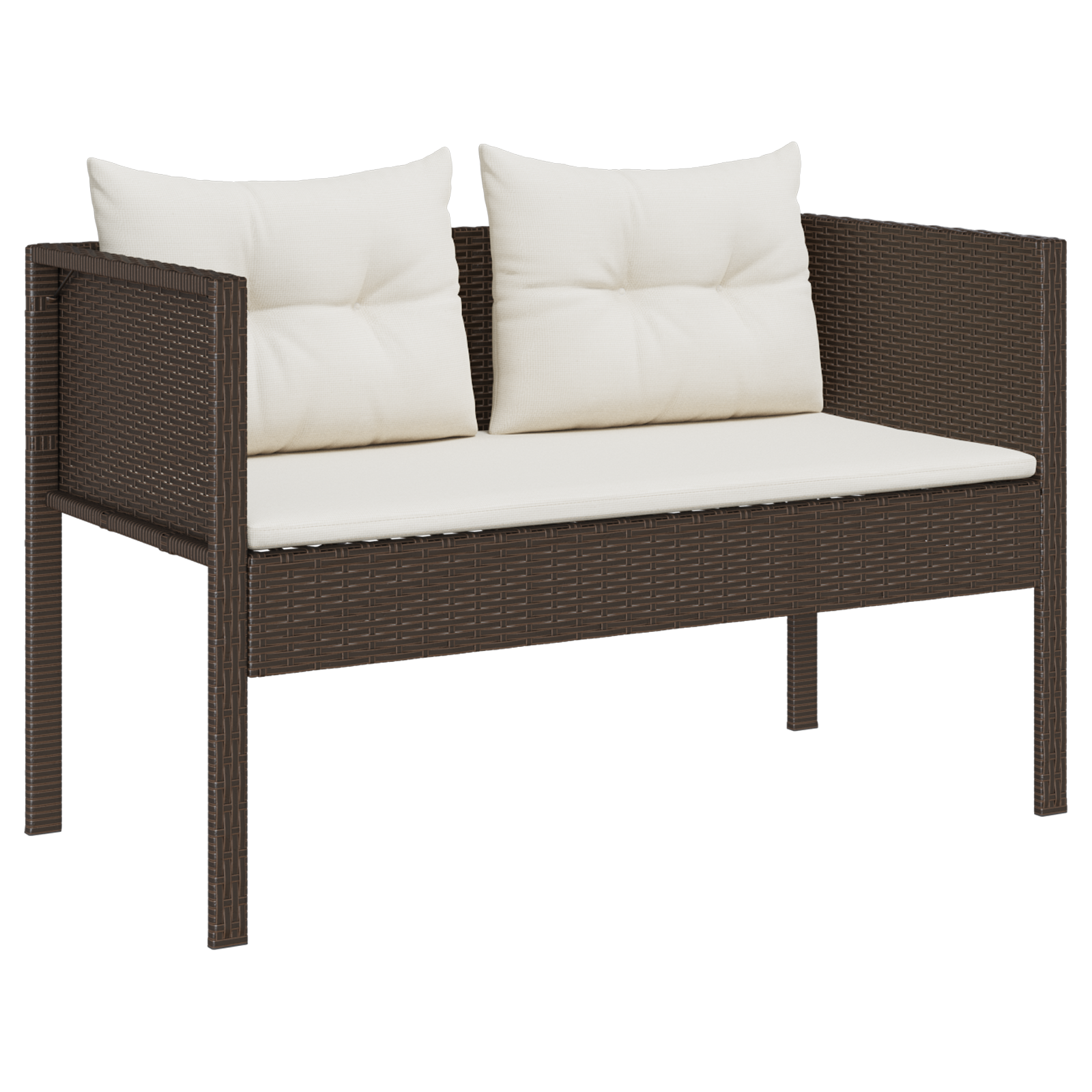 Outdoor Sofa Set Brown and Cream Rattan, Wood, Fabric Medium - Image 4