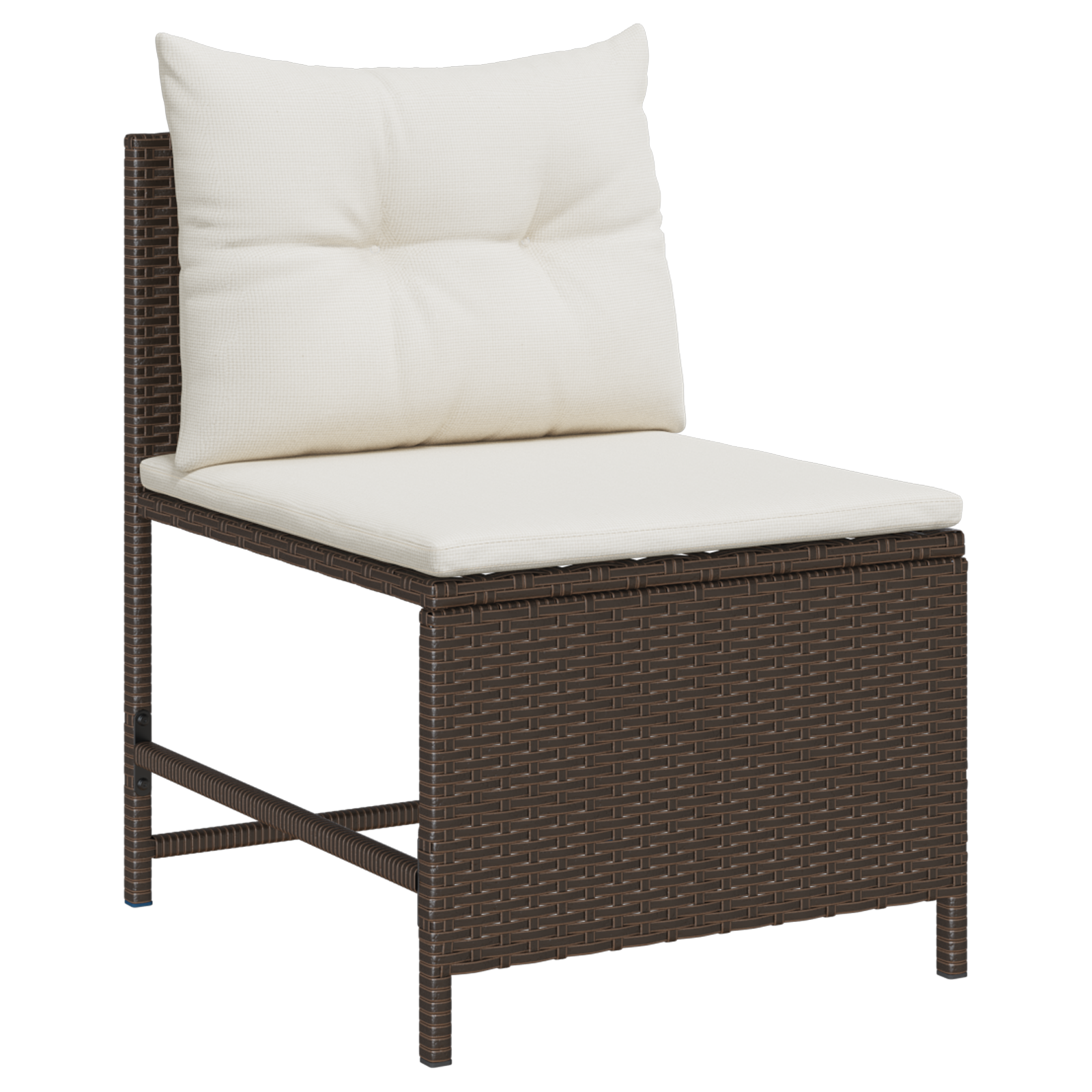 Outdoor Sofa Set Brown and Cream Rattan, Wood, Fabric Medium - Image 5