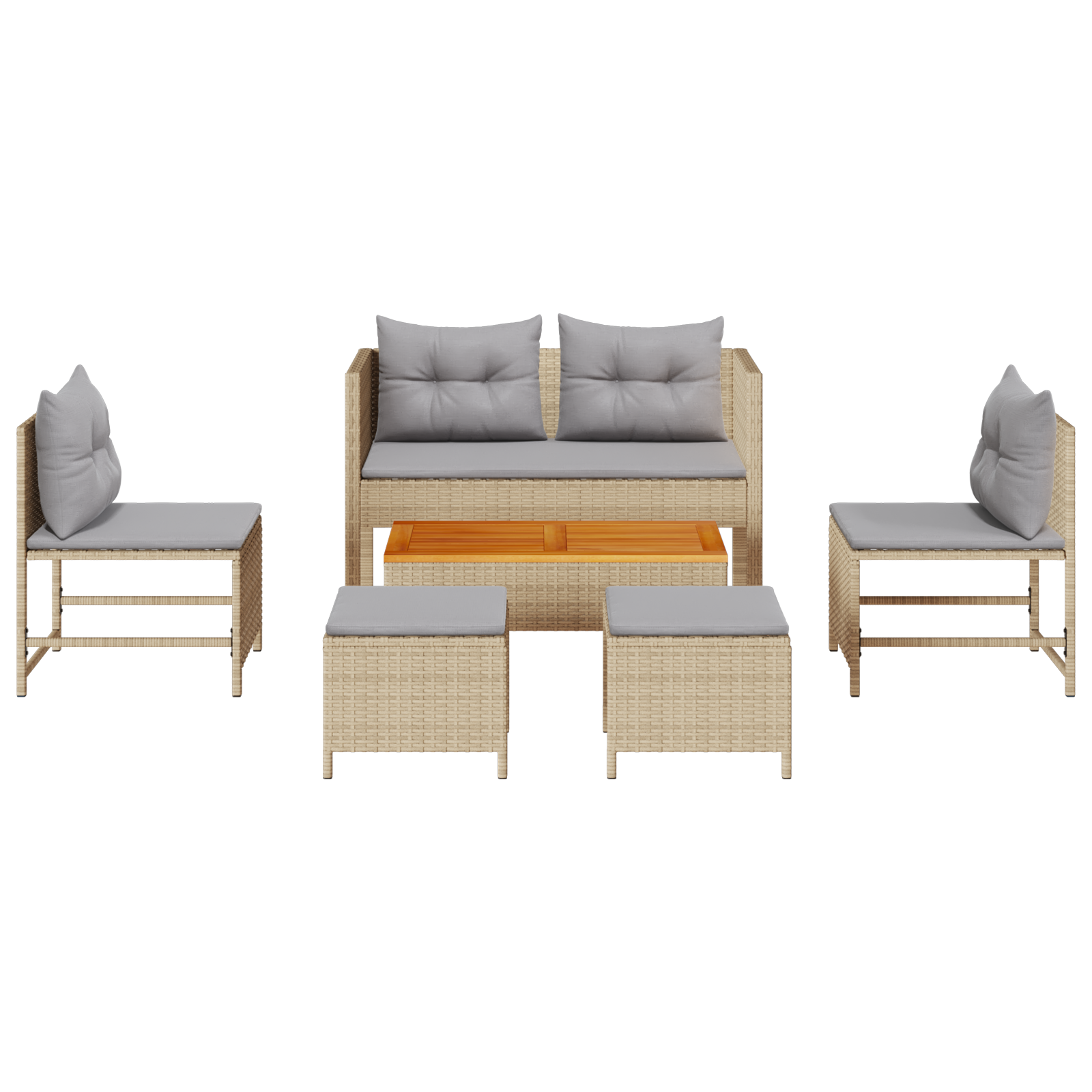 Outdoor Sofa Set Beige and Light Grey Rattan, Fabric Standard - Image 8