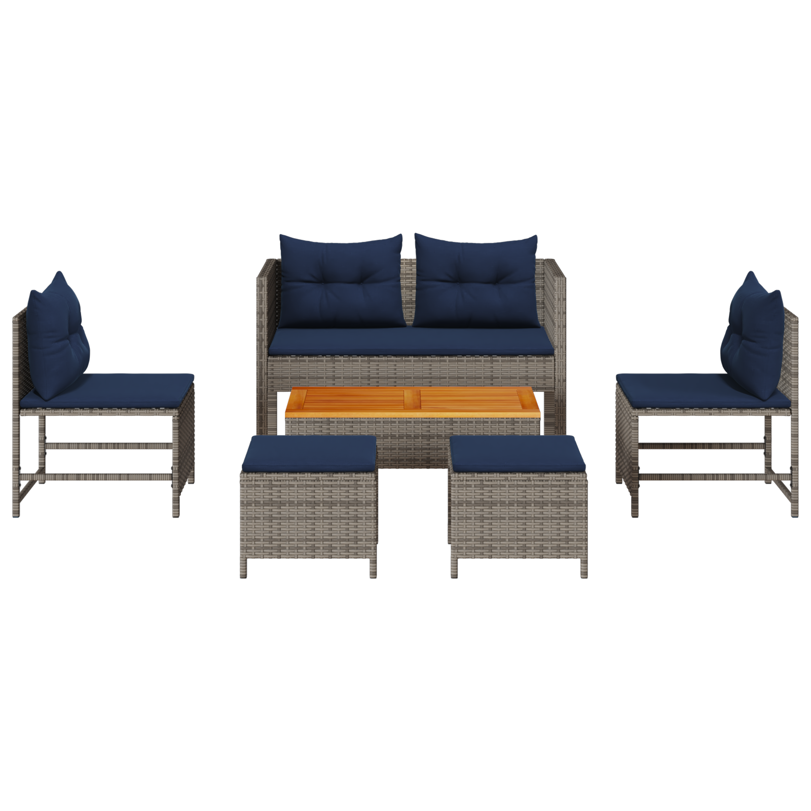 Outdoor Sofa Set Grey and navy blue Rattan with metal frame - Image 8