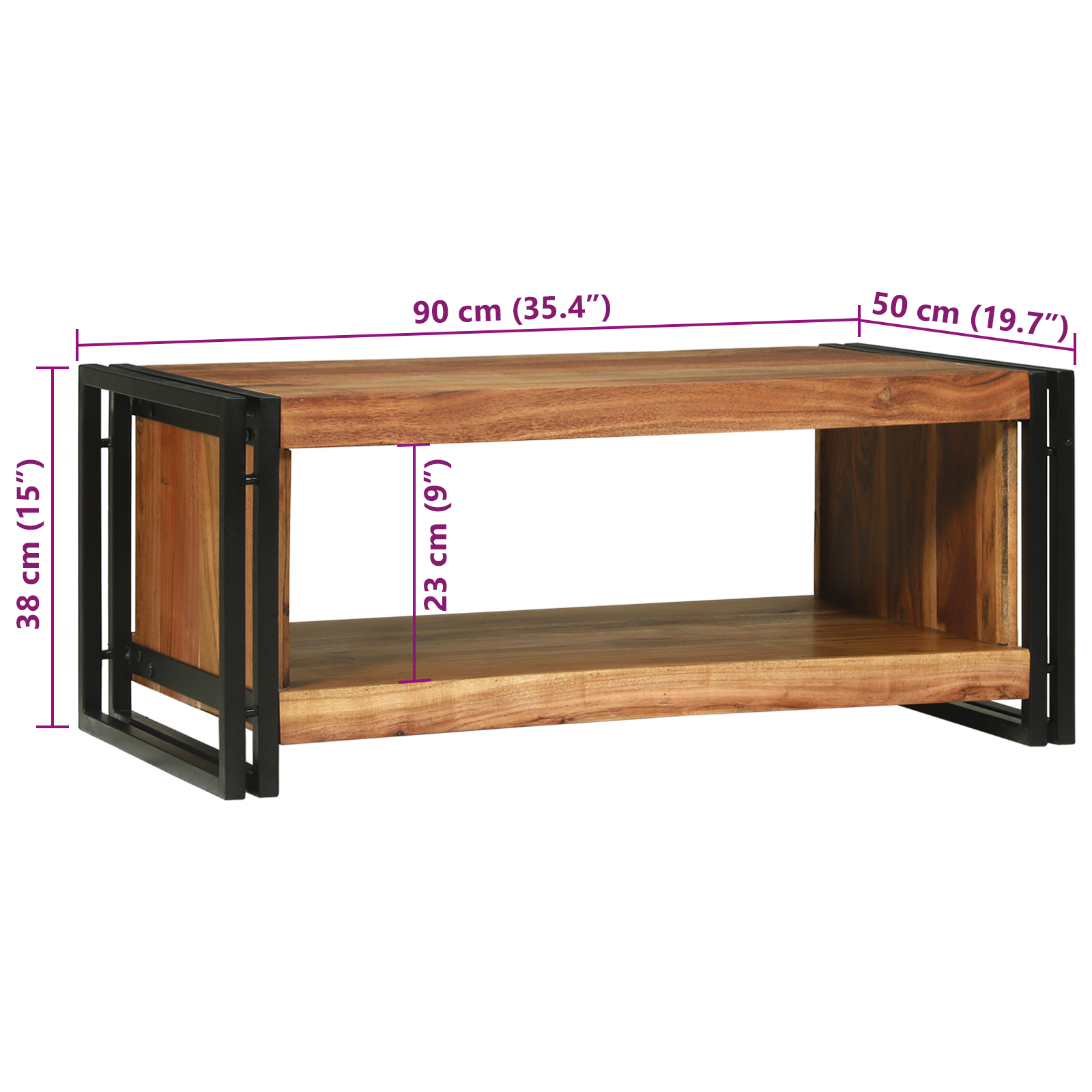 Coffee Table 90x50x38 cm Solid Wood Acacia - Image 10