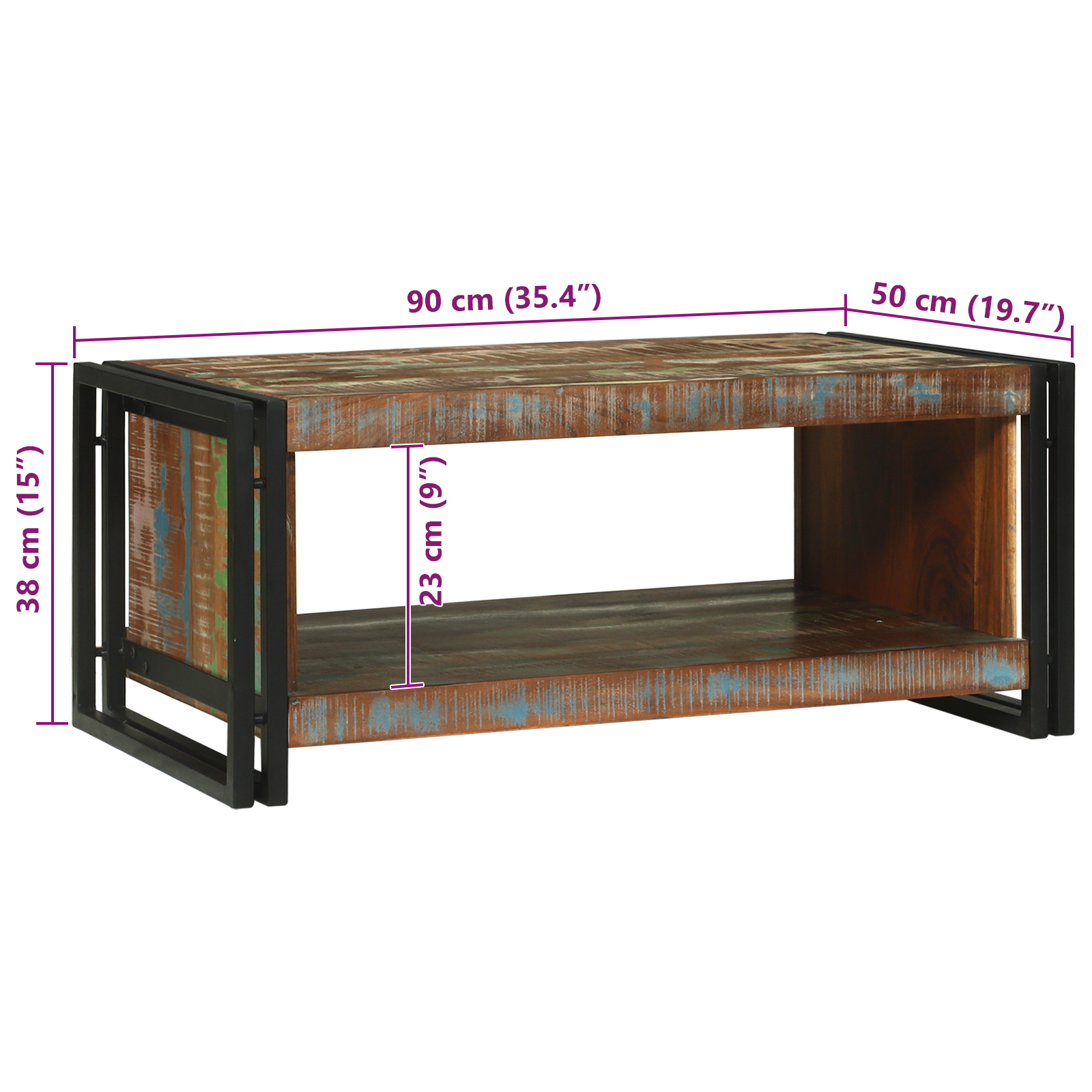 Coffee Table 90x50x38 cm Solid Wood Reclaimed - Image 9