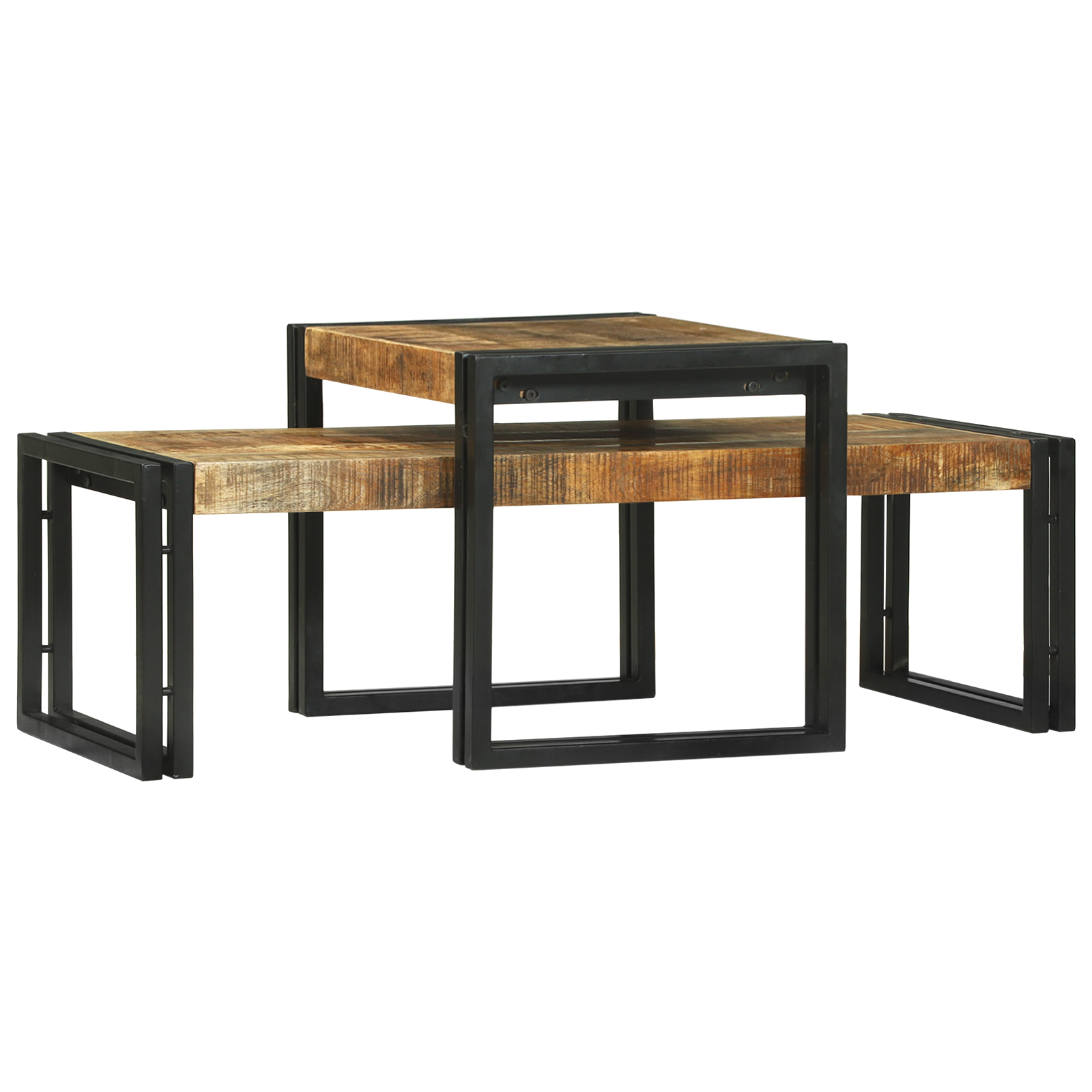 2 Piece Coffee Table Set Solid Rough Wood Mango - Image 3