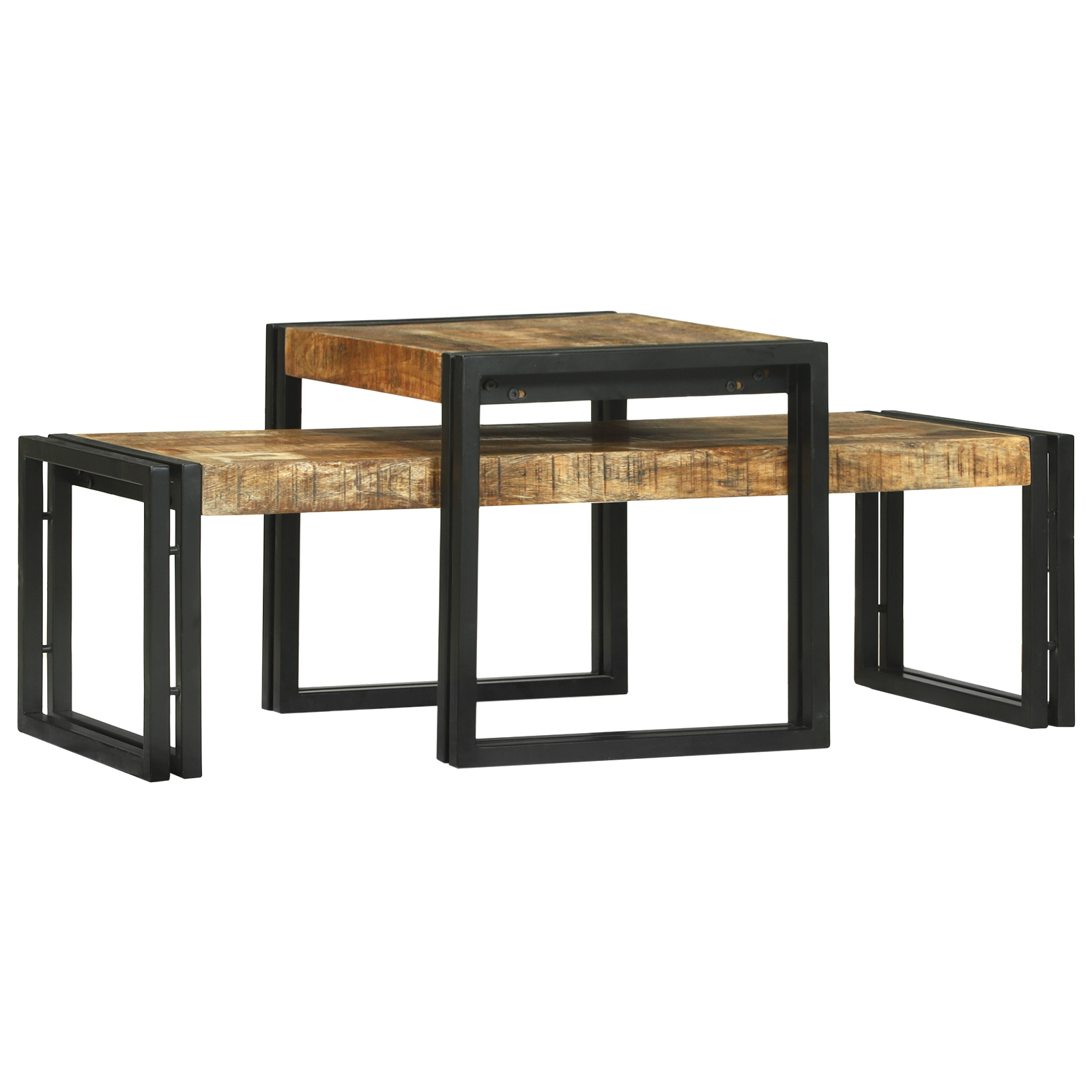 2 Piece Coffee Table Set Solid Rough Wood Mango - Image 4