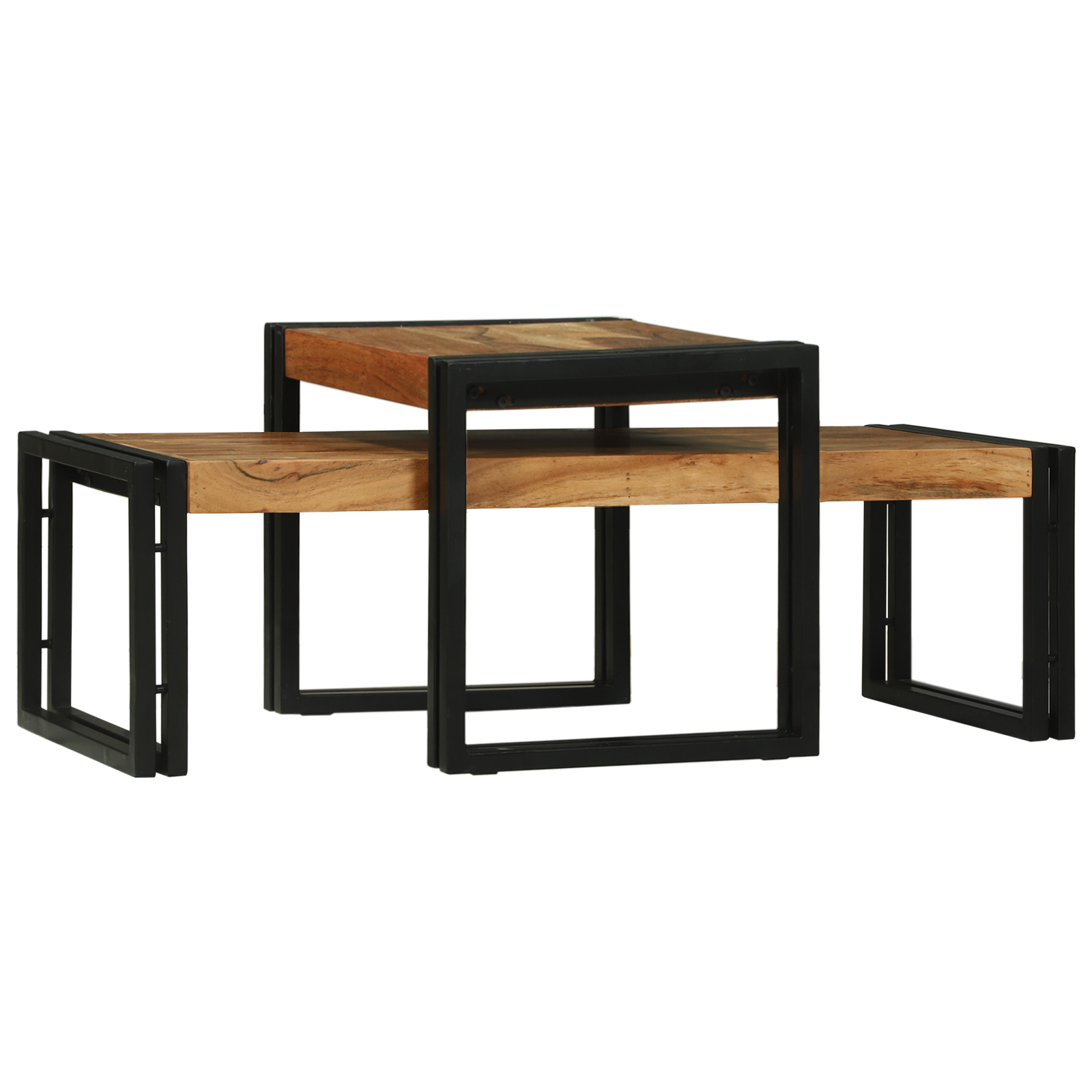 2 Piece Coffee Table Set Solid Wood Acacia