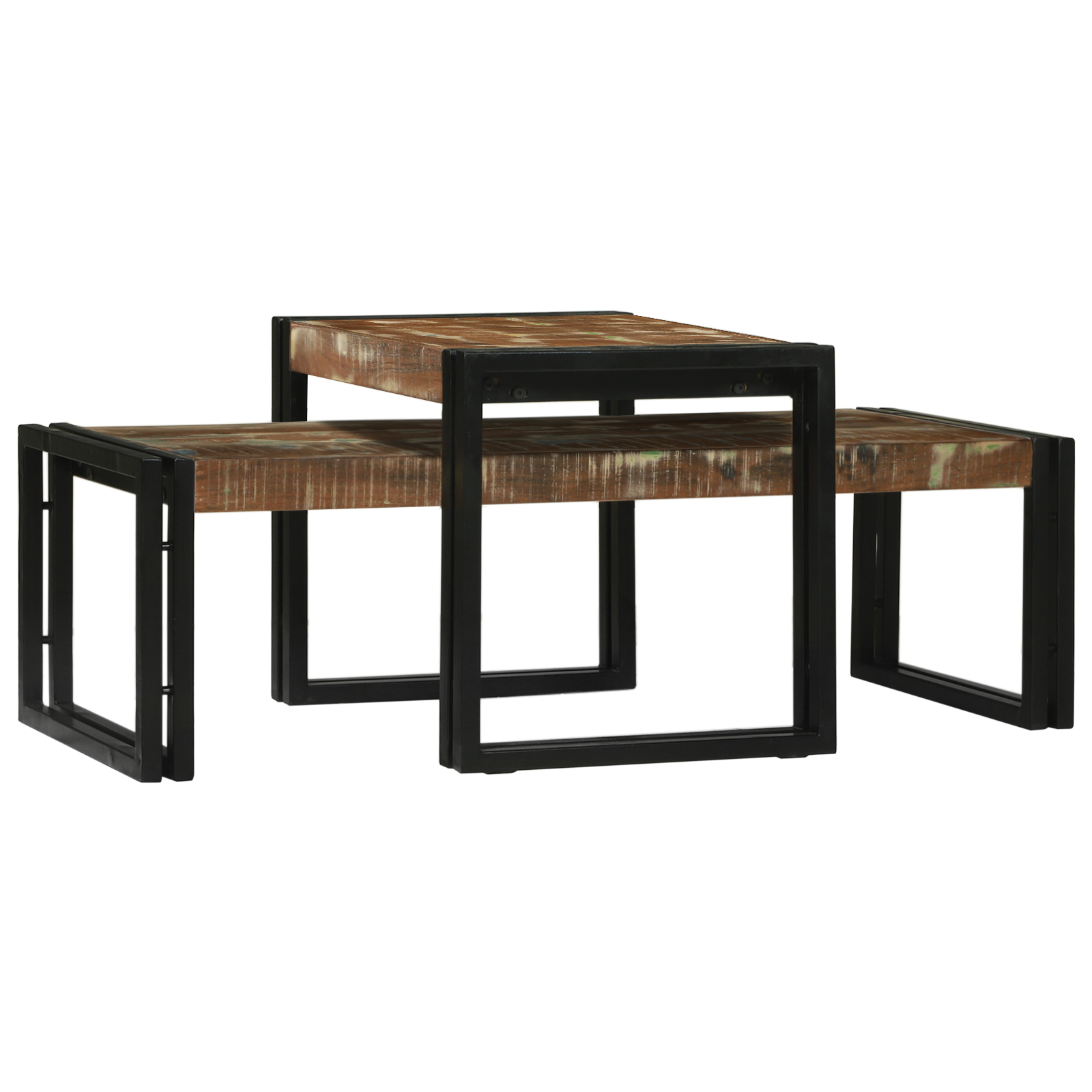 2 Piece Coffee Table Set Solid Wood Reclaimed - Image 2