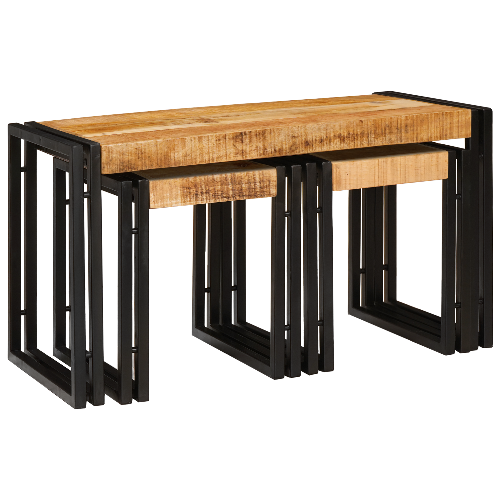 Nesting Tables 3 pcs Solid Rough Wood Mango - Image 2