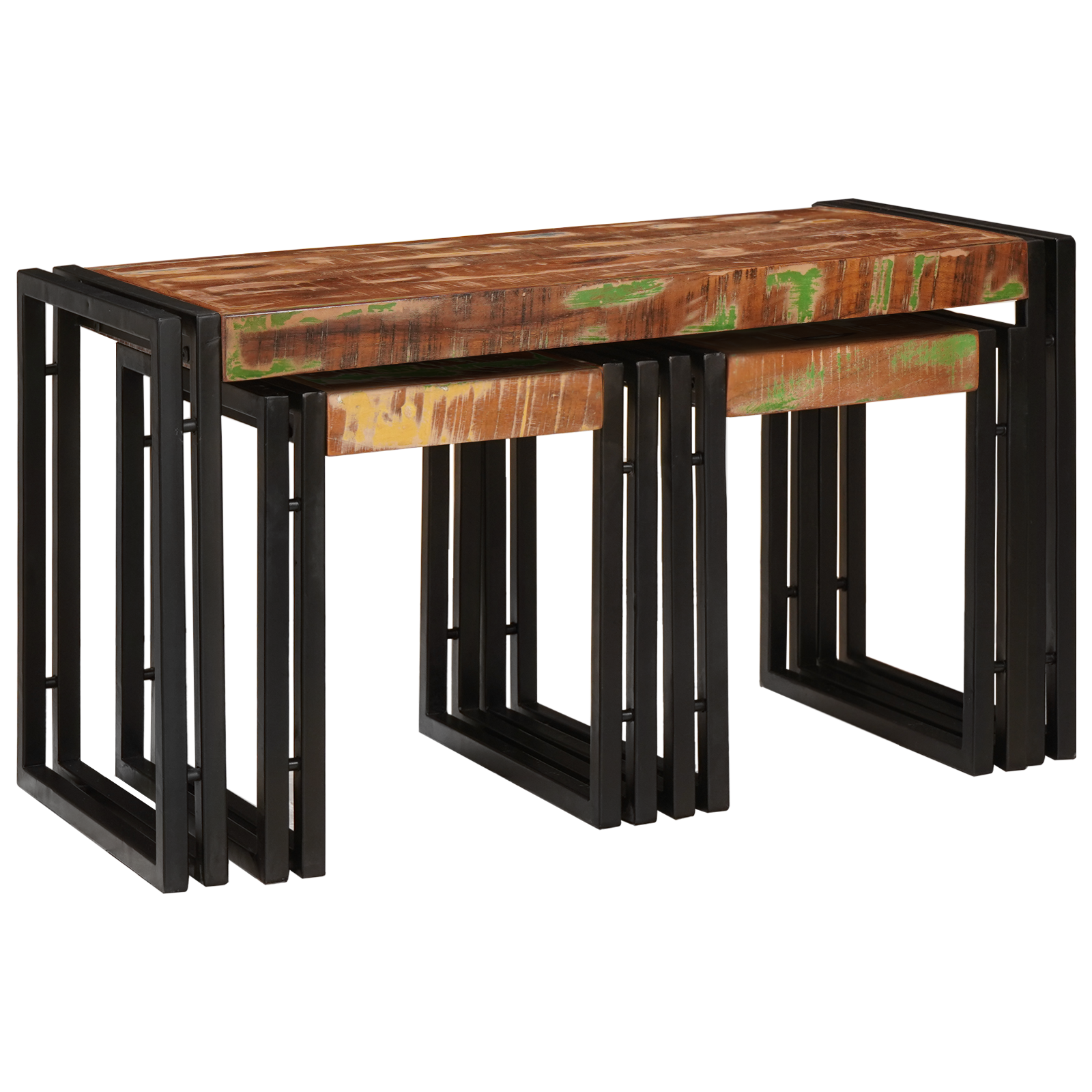 Nesting Tables 3 pcs Solid Wood Reclaimed - Image 2