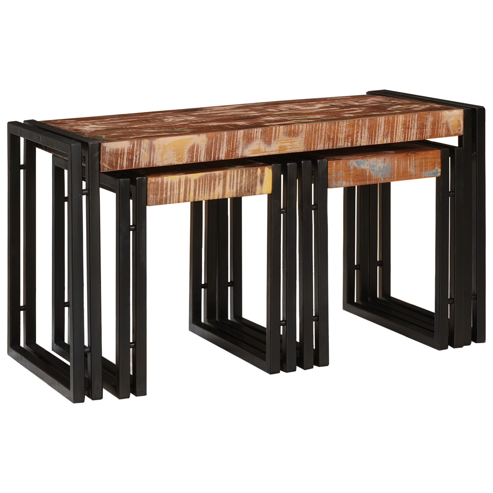 Nesting Tables 3 pcs Solid Wood Reclaimed - Image 6